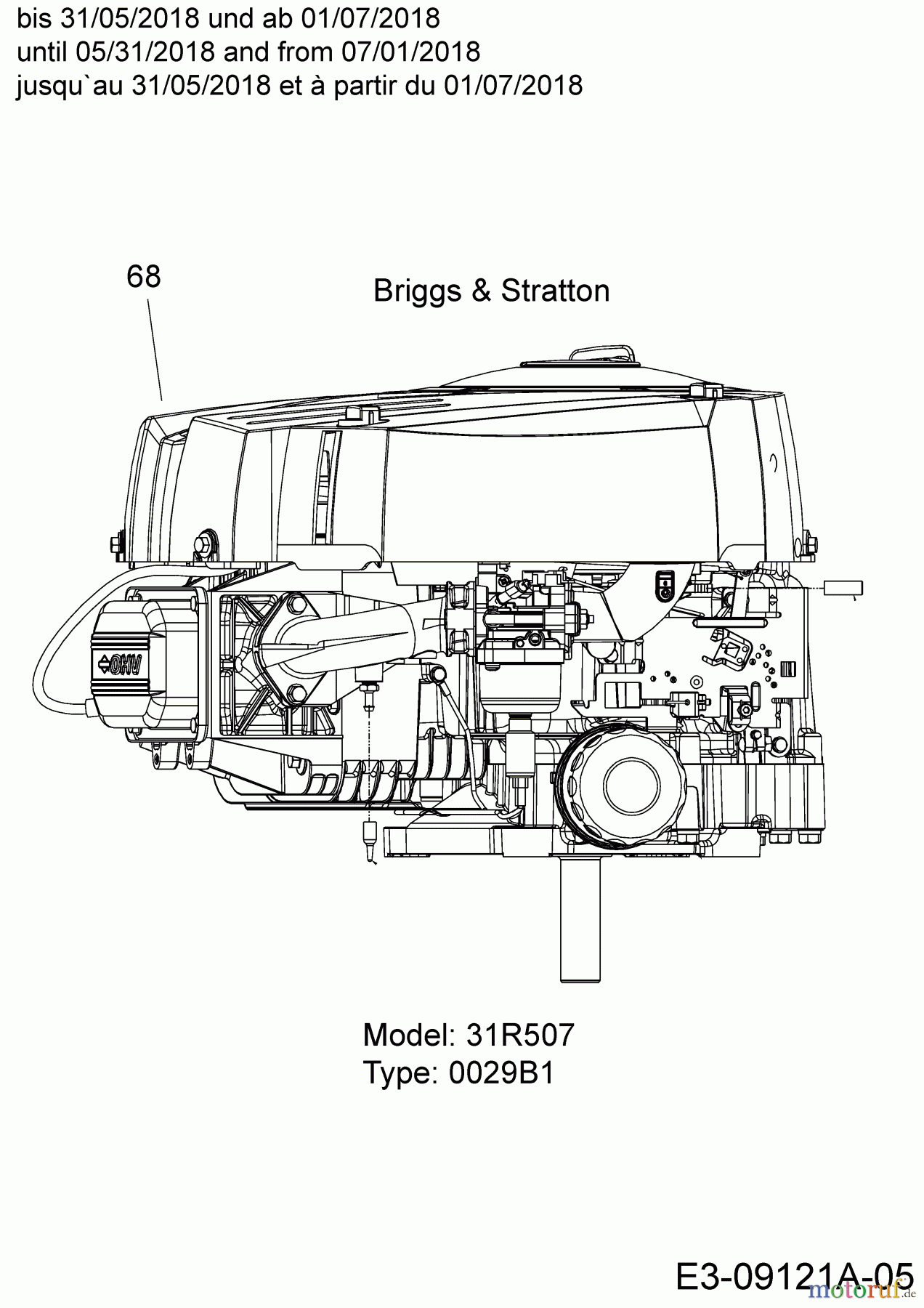  Mastercut Rasentraktoren Mastercut 92-155 ab 2017 13IM775E659  (2018) Motor Briggs & Stratton bis 31/05/2018 und ab 01/07/2018