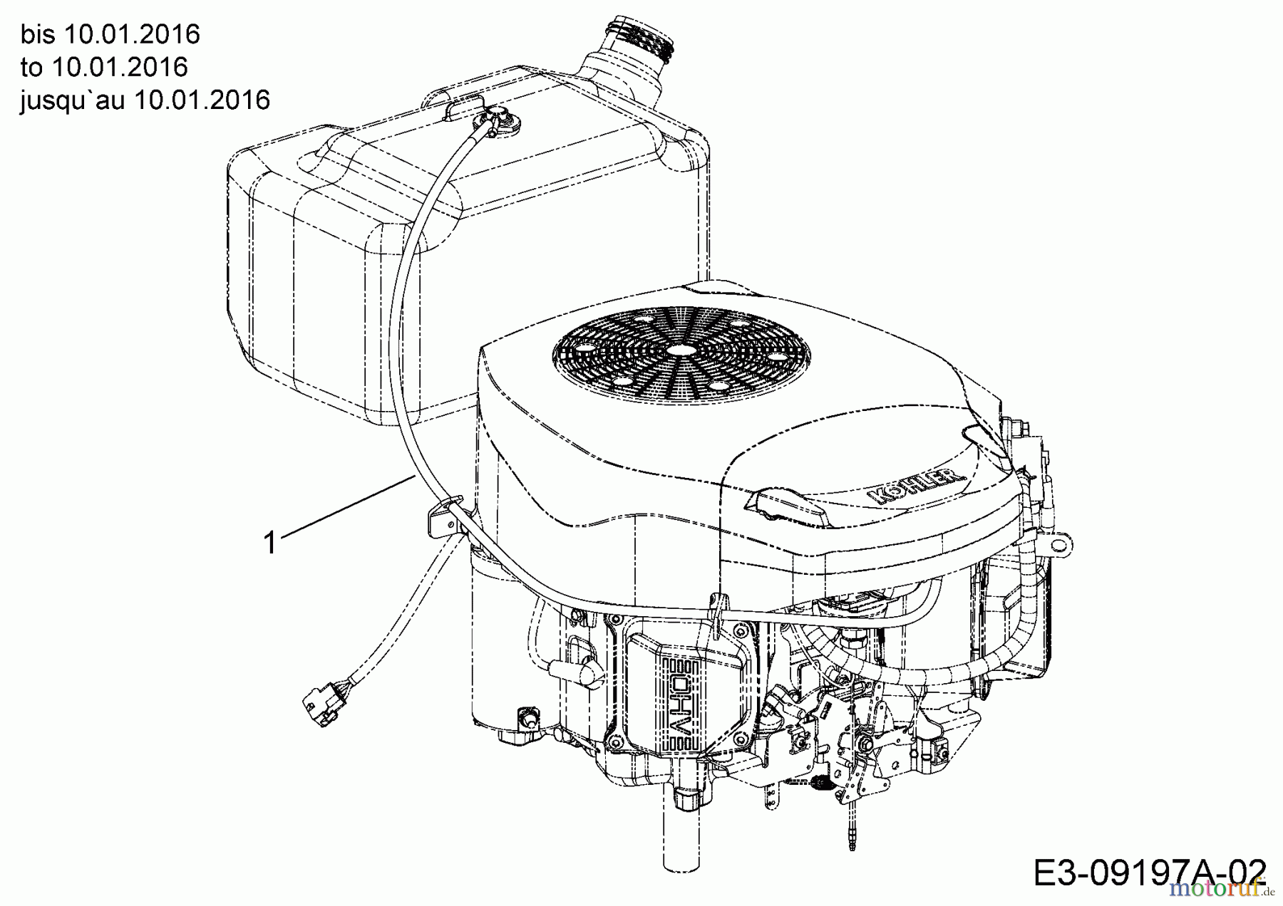  Troy-Bilt Gartentraktoren Super Bronco GT 54 FAB 14A7A3KA066  (2016) Entlüftungsschlauch bis 10.01.2016