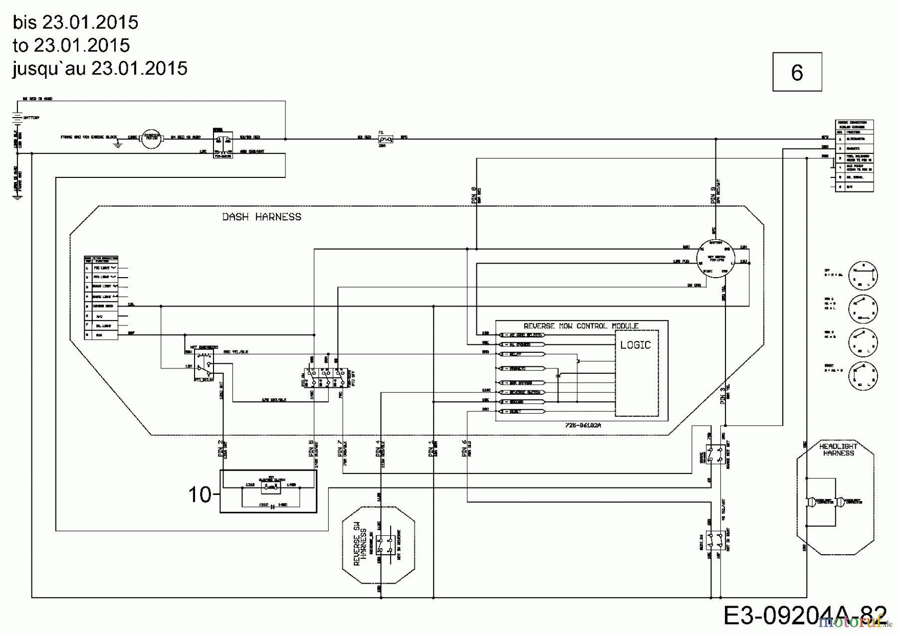  Troy-Bilt Rasentraktoren TB 2042 13APA1KS309  (2015) Schaltplan bis 23.01.2015