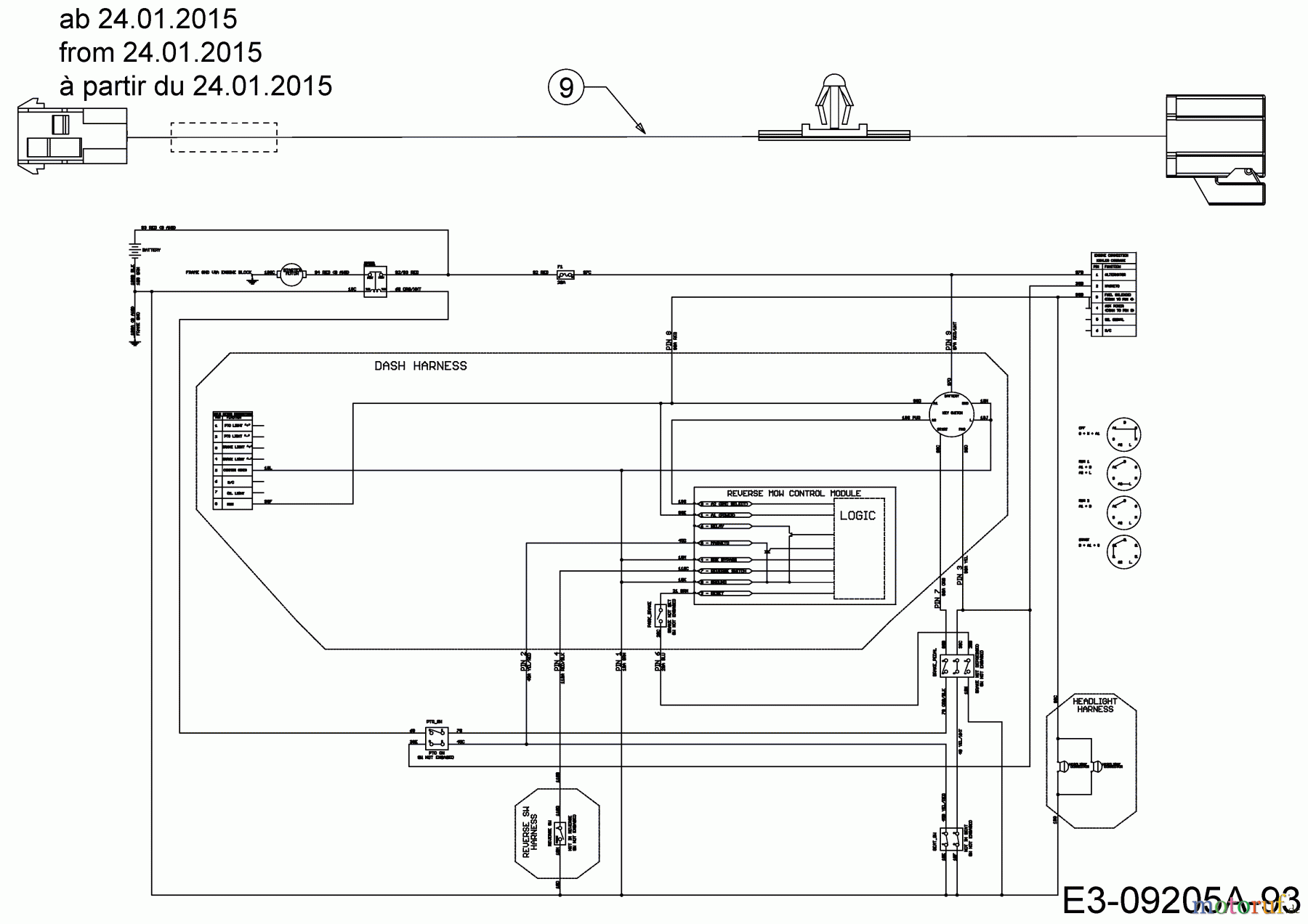 Troy-Bilt Rasentraktoren TB 2042 13APA1KS309  (2015) Schaltplan Rückwärtsgang ab 24.01.2015