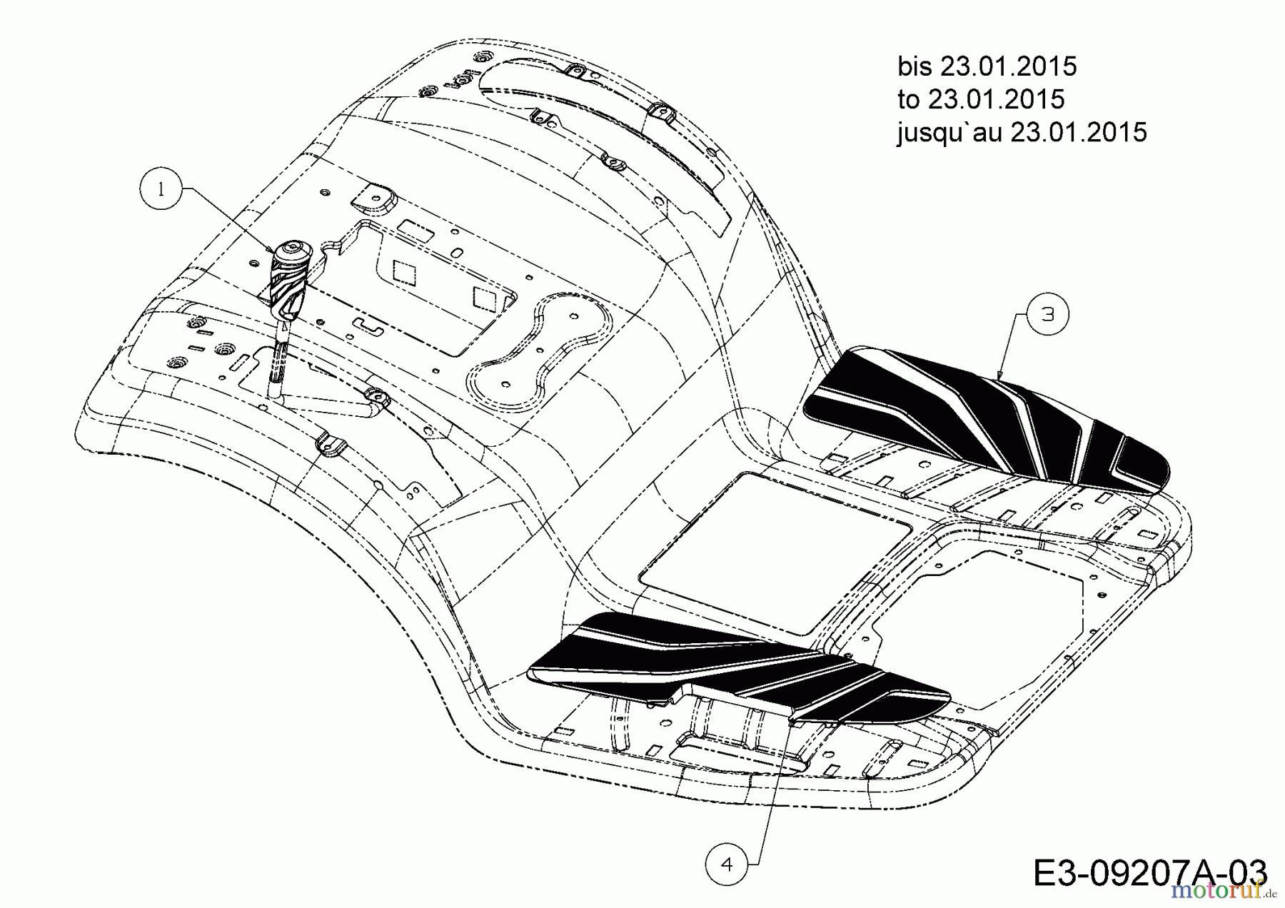  Troy-Bilt Rasentraktoren TB 2042 13APA1KS309  (2015) Handgriff, Trittbrettbelag bis 23.01.2015