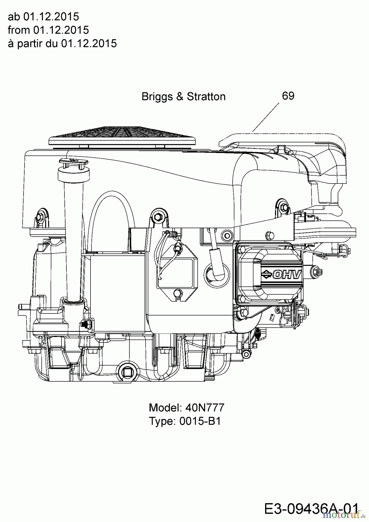  Cub Cadet Rasentraktoren CC 1020 BHN 13HT91AN603  (2016) Motor B&S ab 01.12.2015