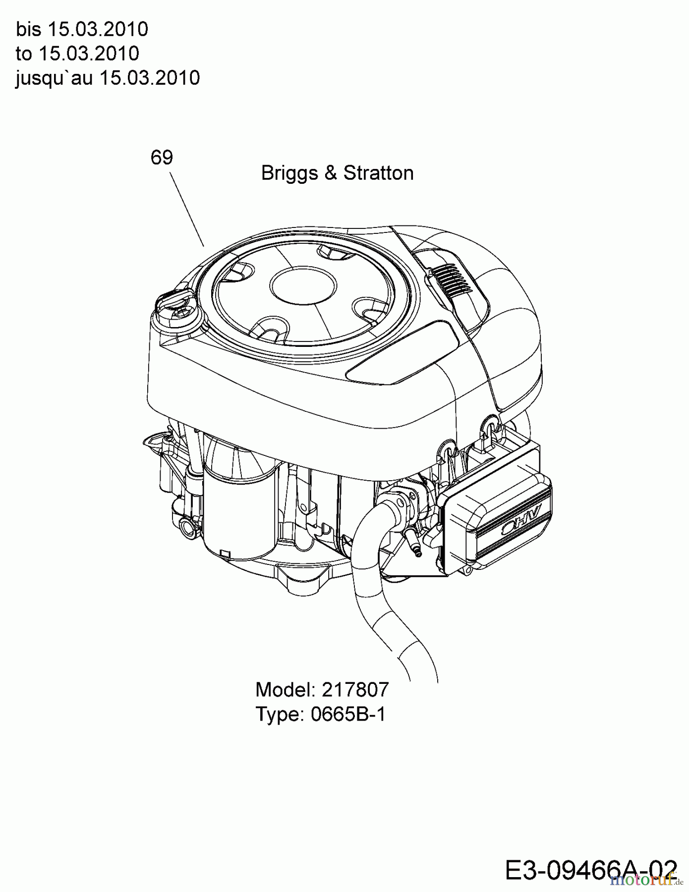 Oleo-Mac Rasentraktoren Tornado 95/11,5 T 13AH768F636  (2010) Motor B&S bis 15.03.2010