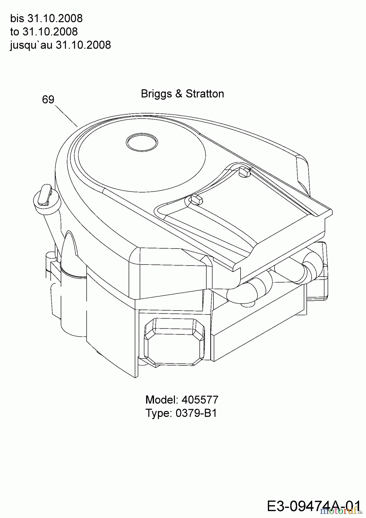 Black Edition Rasentraktoren 180-107 13AT777G615 (2009) Motor B&S bis 31.10.2008