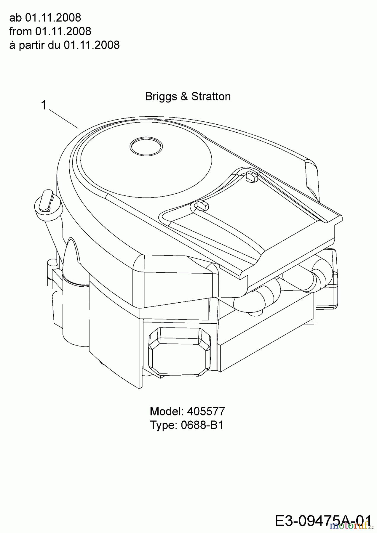  Black Edition Rasentraktoren 180-107 13AT777G615  (2009) Motor B&S ab 01.11.2008