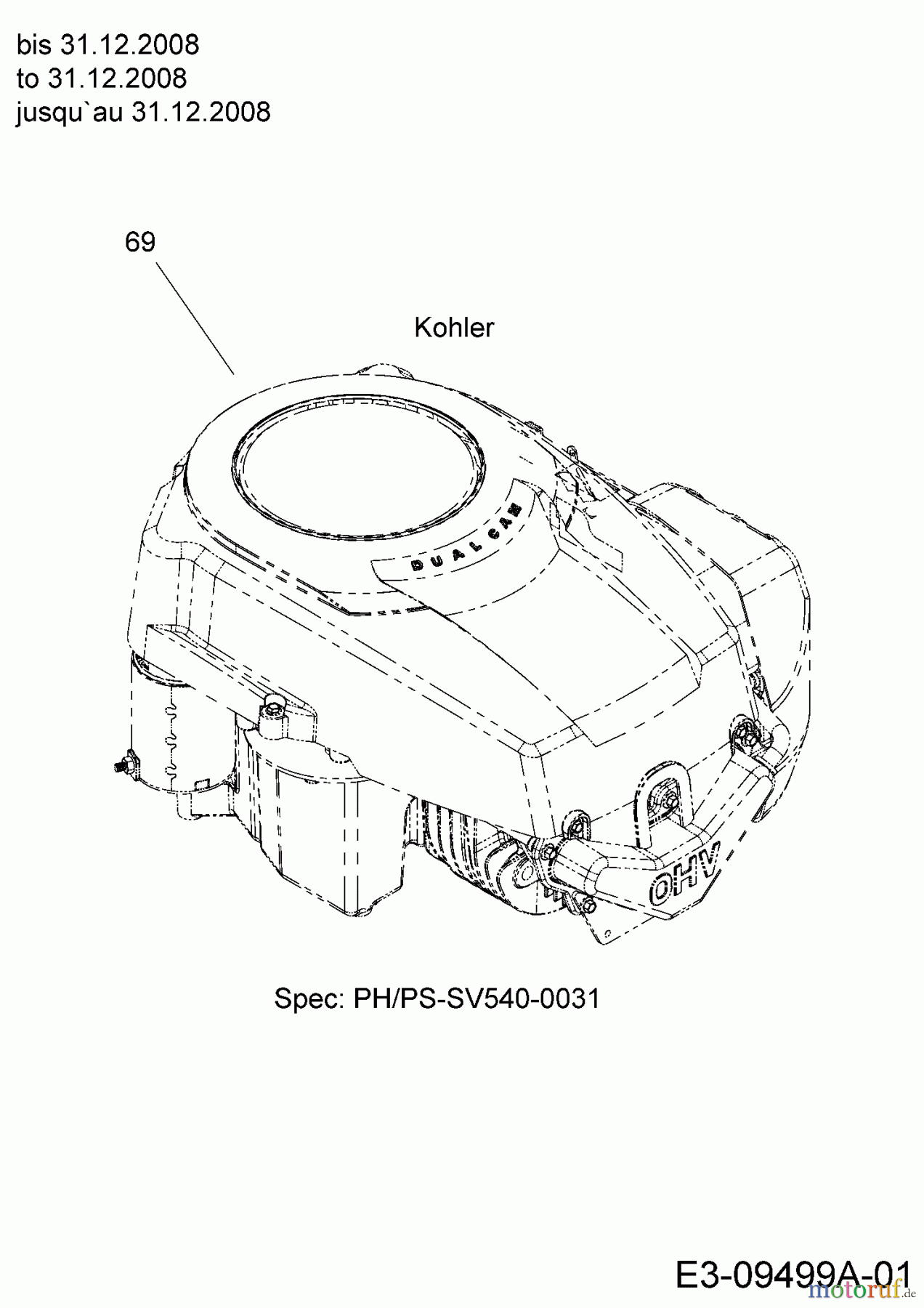  Massey Ferguson Rasentraktoren MF 42-18 SH 13BV795G695  (2009) Motor Kohler bis 31.12.2008