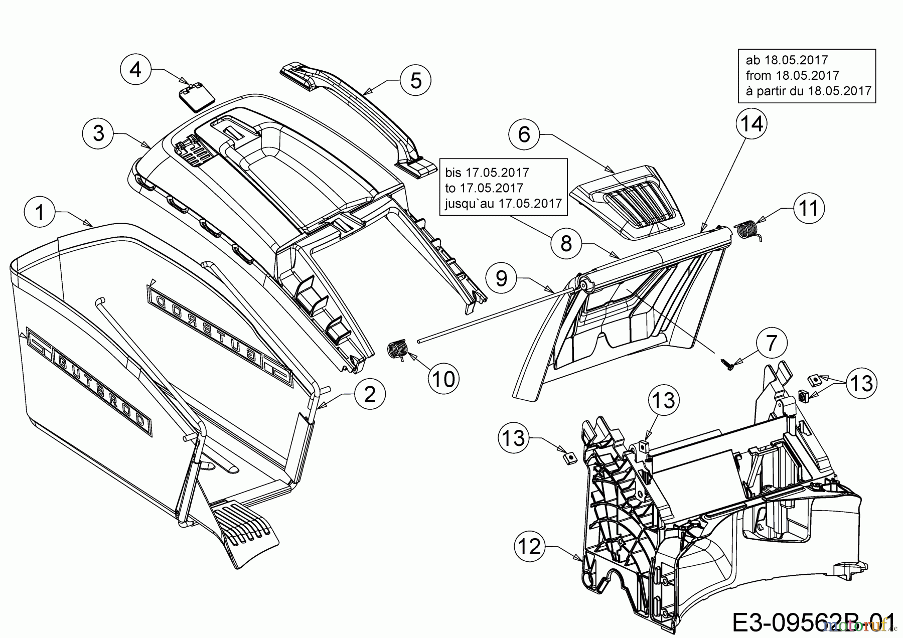  Gutbrod Motormäher mit Antrieb HB 46 AB 12ABTV5E690  (2017) Grasfangsack, Heckklappe, Leitstück hinten