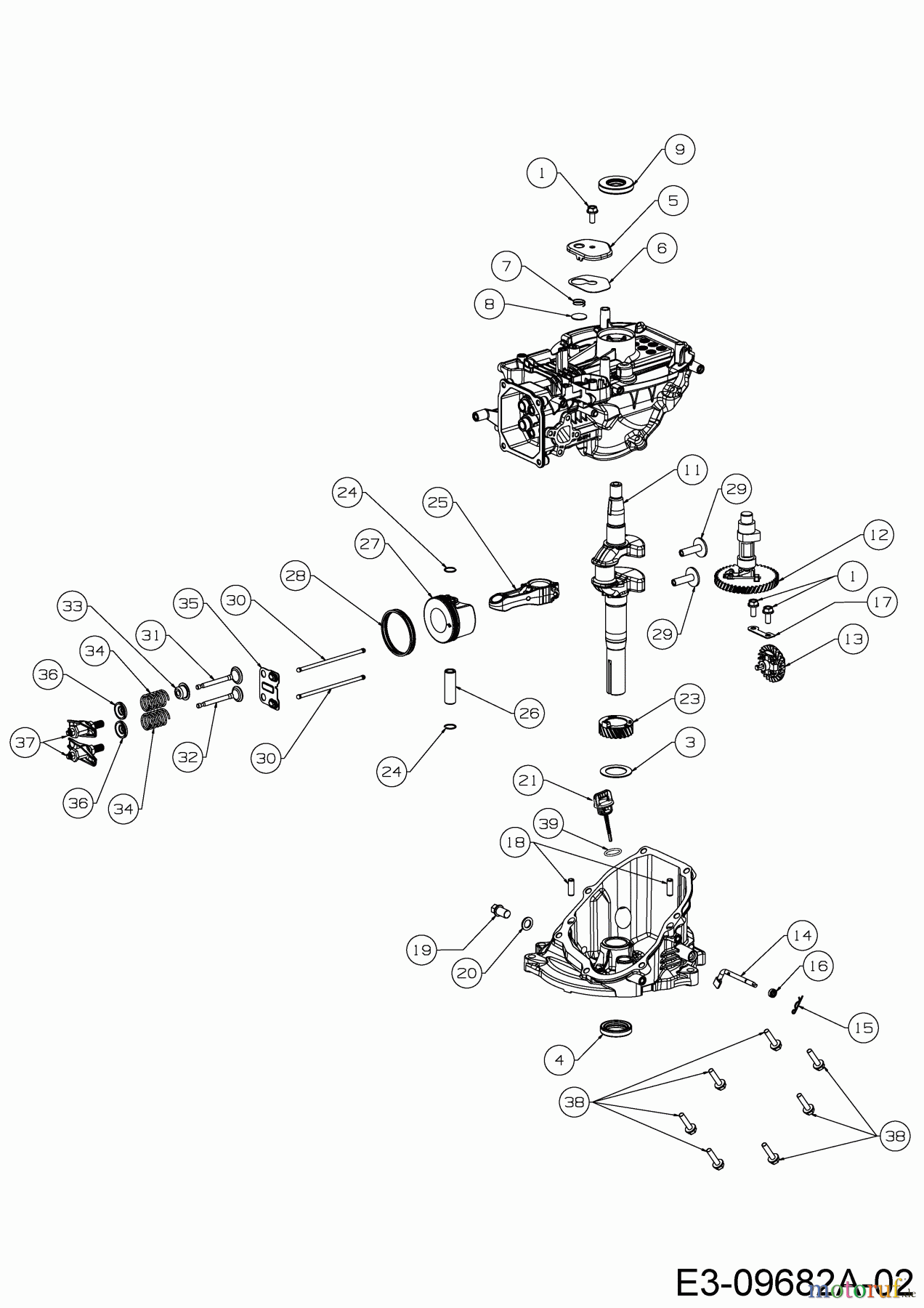  MTD-Motoren MTD vertikal 1 P 57 NH 752Z1P57NH  (2016) Kurbelwelle, Nockenwelle, Pleuel, Regler