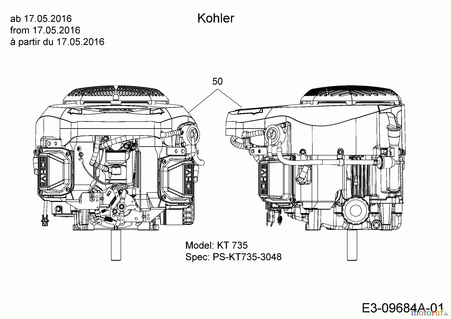 Massey Ferguson Rasentraktoren MF 50-24 SH 13HQ93GP695  (2016) Motor Kohler