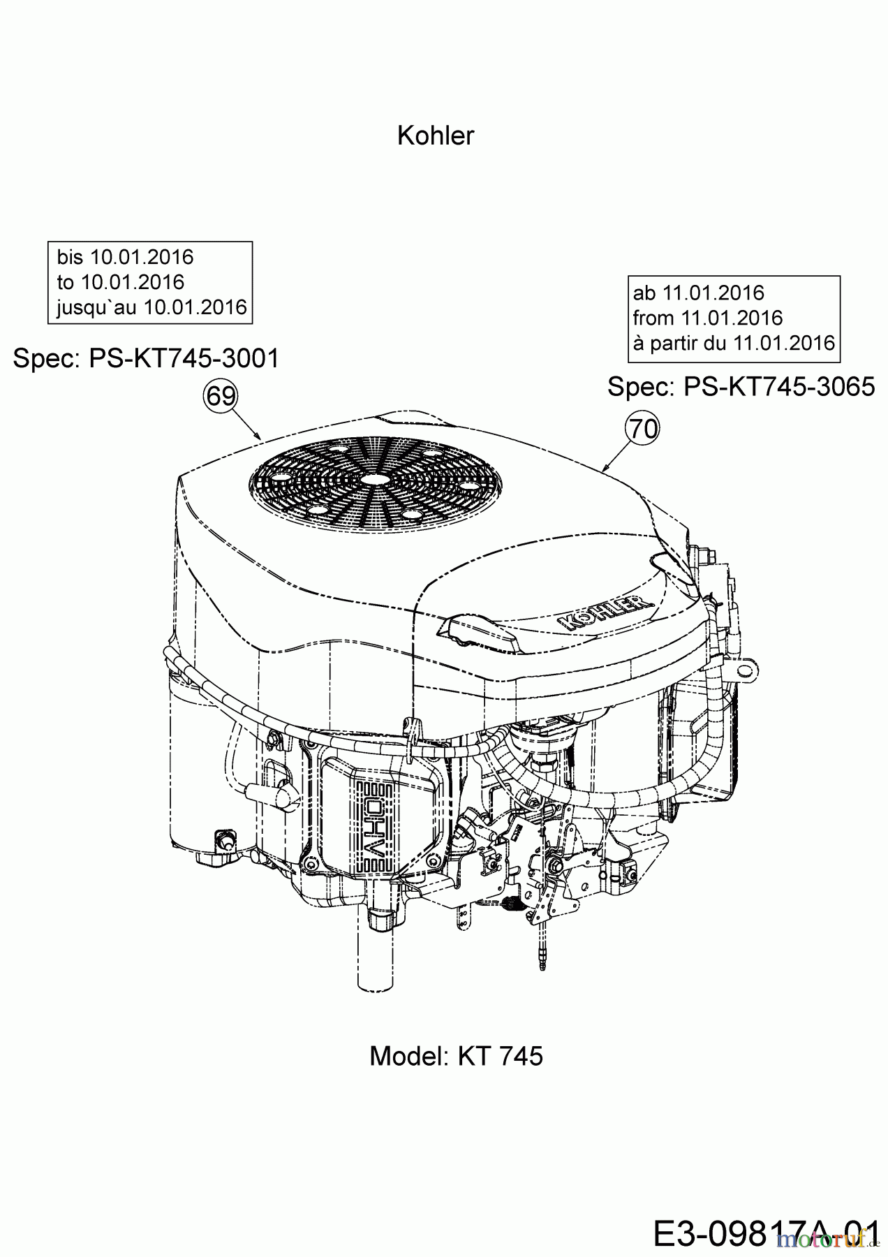  Troy-Bilt Gartentraktoren Super Bronco GT 54 FAB 14A7A3KA066  (2016) Motor Kohler