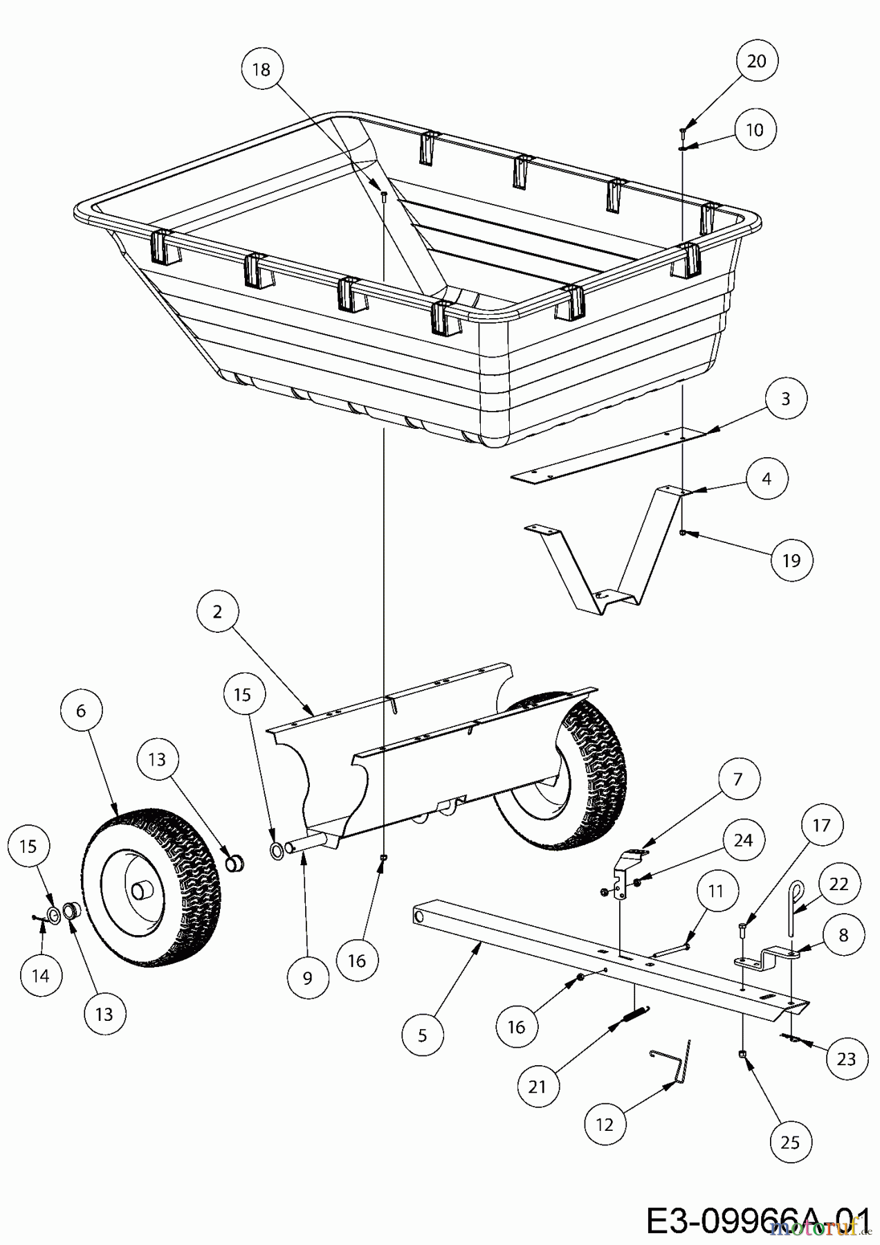  MTD Zubehör Zubehör Garten- und Rasentraktoren Anhänger 45-0519  (196-831-000) 196-831-000  (2016) Grundgerät