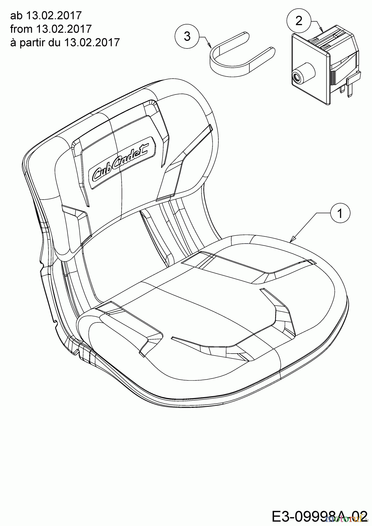  Cub Cadet Rasentraktoren XT1 OR95 13A8A1CB330  (2018) Sitz ab 13.02.2017