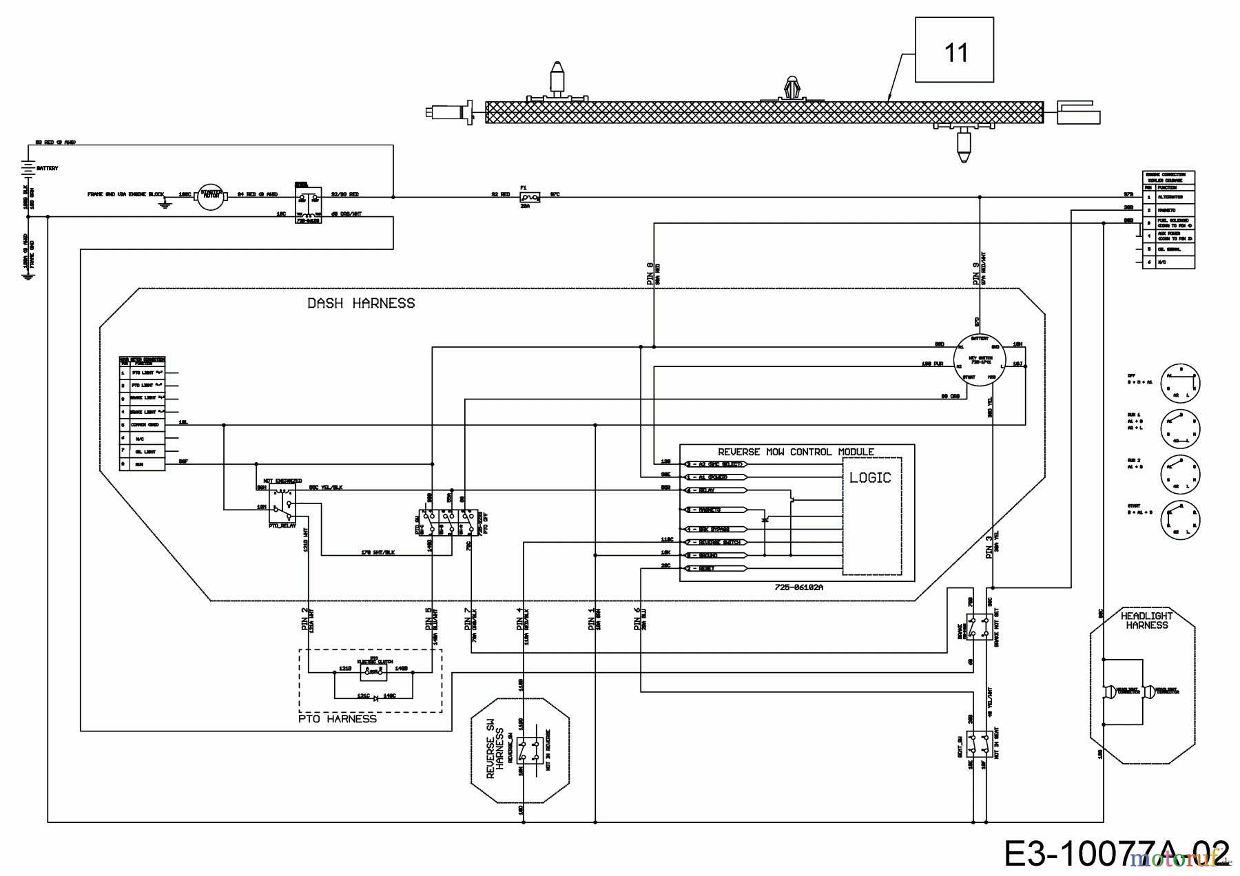 Troy-Bilt Rasentraktoren TB 106 13AQA1VR309  (2017) Schaltplan Elektromagnetkupplung