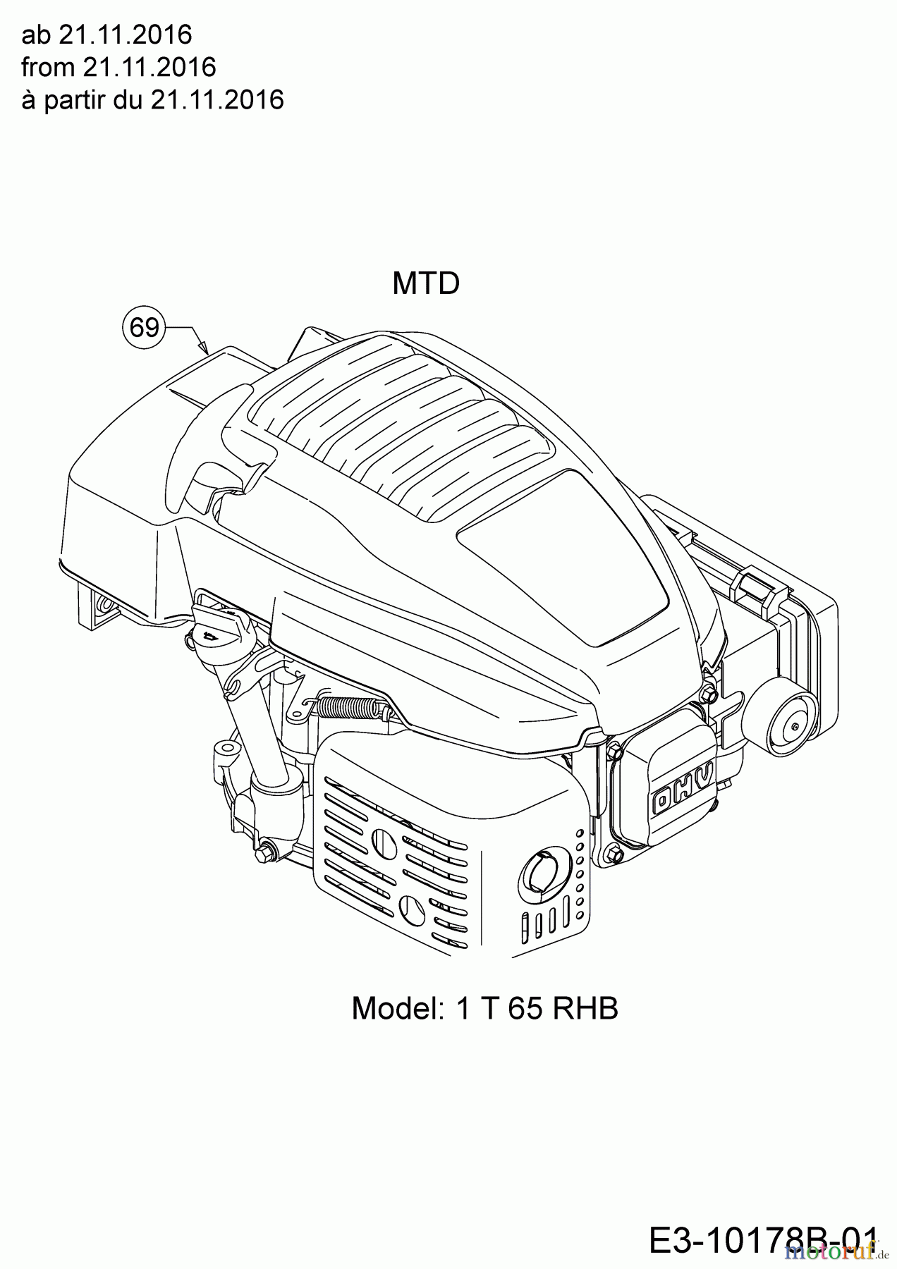  MTD Motormäher mit Antrieb Smart 46 SPOHW 12A-TBS4600  (2018) Motor MTD ab 21.11.2016
