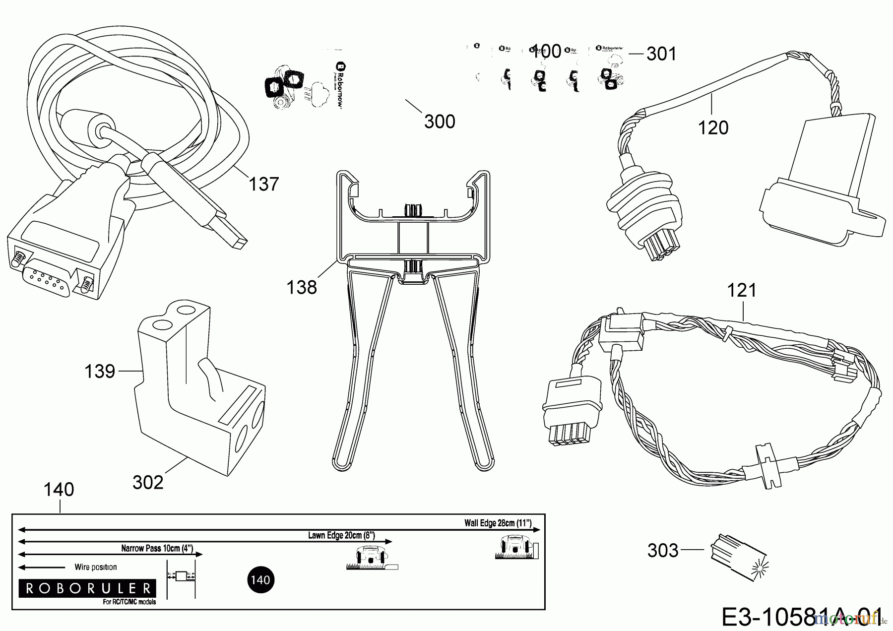  Robomow Mähroboter RC302 PRD7002A  (2014) Kabel, Kabelanschluß, Regensensor, Werkzeug
