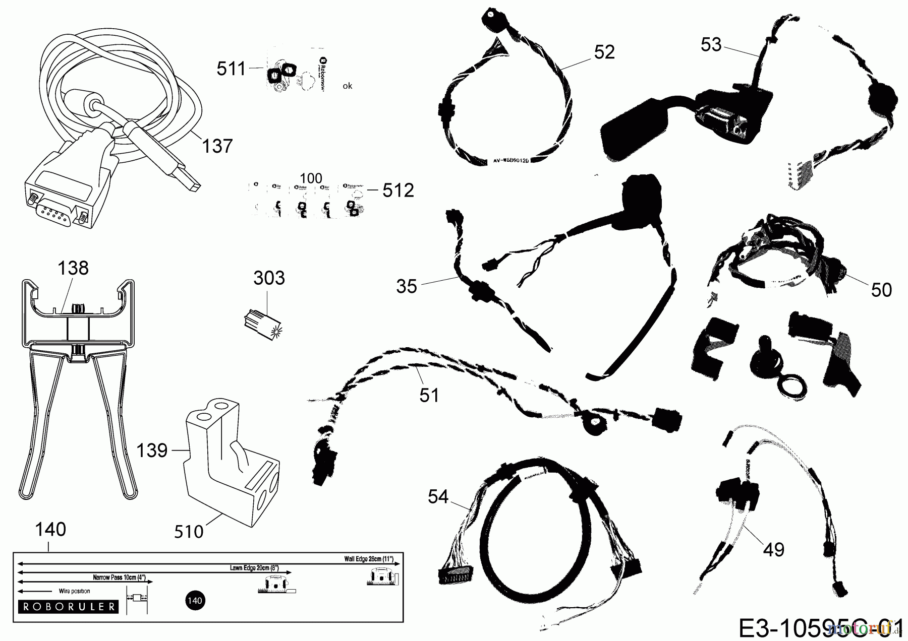  Robomow Mähroboter MS 1800 (White) PRD6200YW2  (2015) Kabel, Kabelanschluß, Regensensor, Werkzeug
