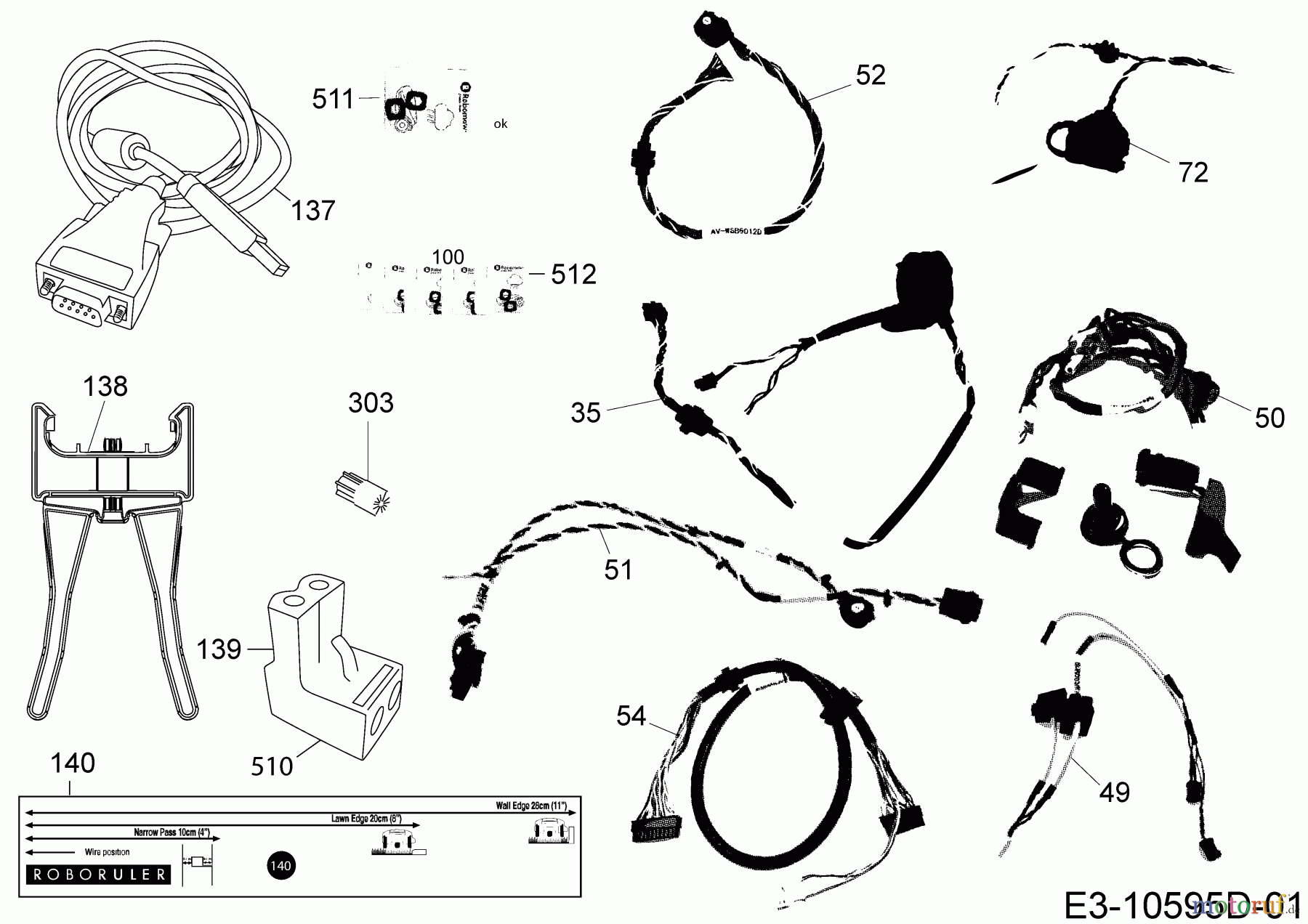  Robomow Mähroboter MS 1500 (White) PRD6100YW  (2016) Kabel, Kabelanschluß, Regensensor, Werkzeug