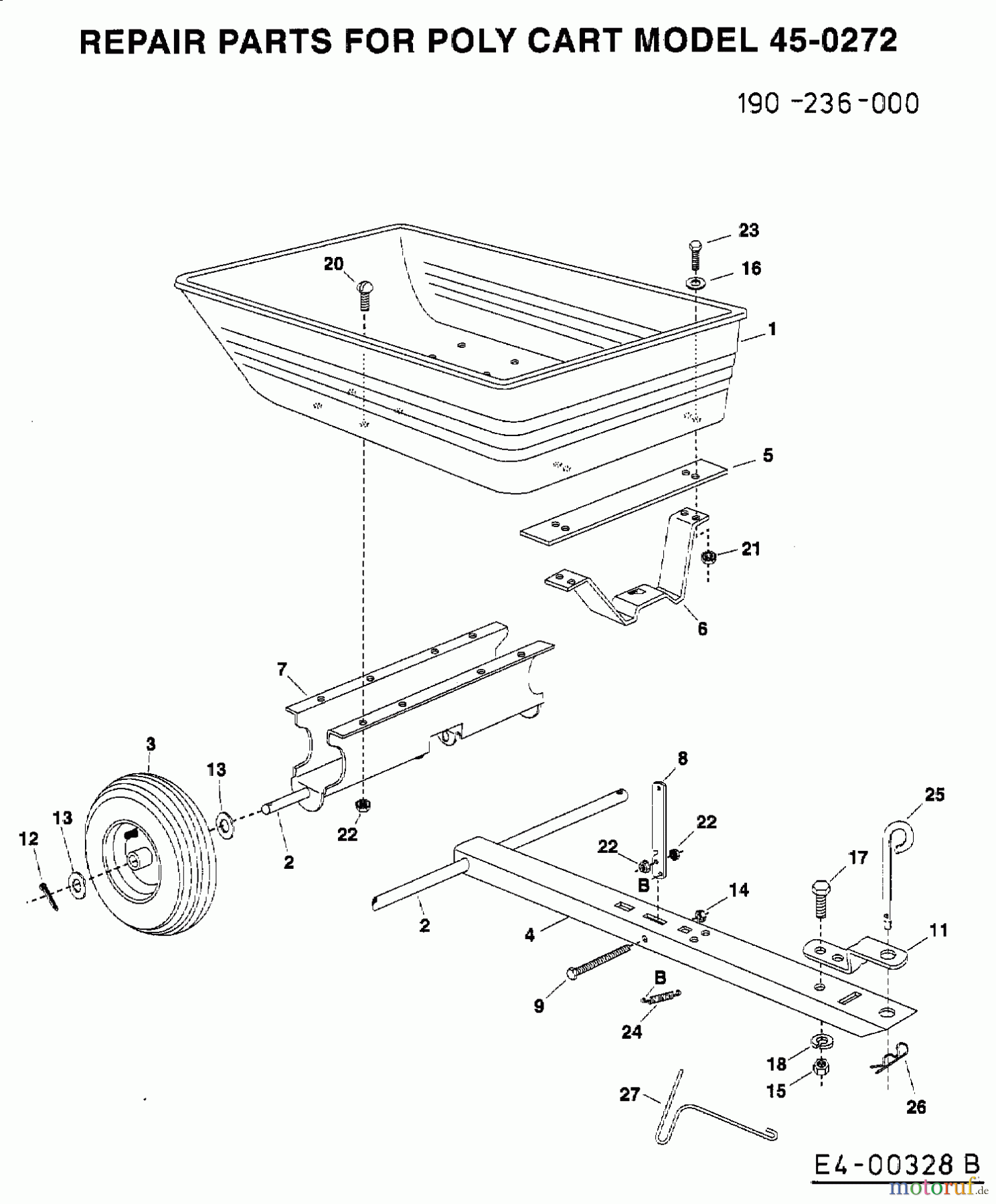  MTD Zubehör Zubehör Garten- und Rasentraktoren Anhänger 45-0272  (190-236-000) 190-236-000  (2003) Grundgerät