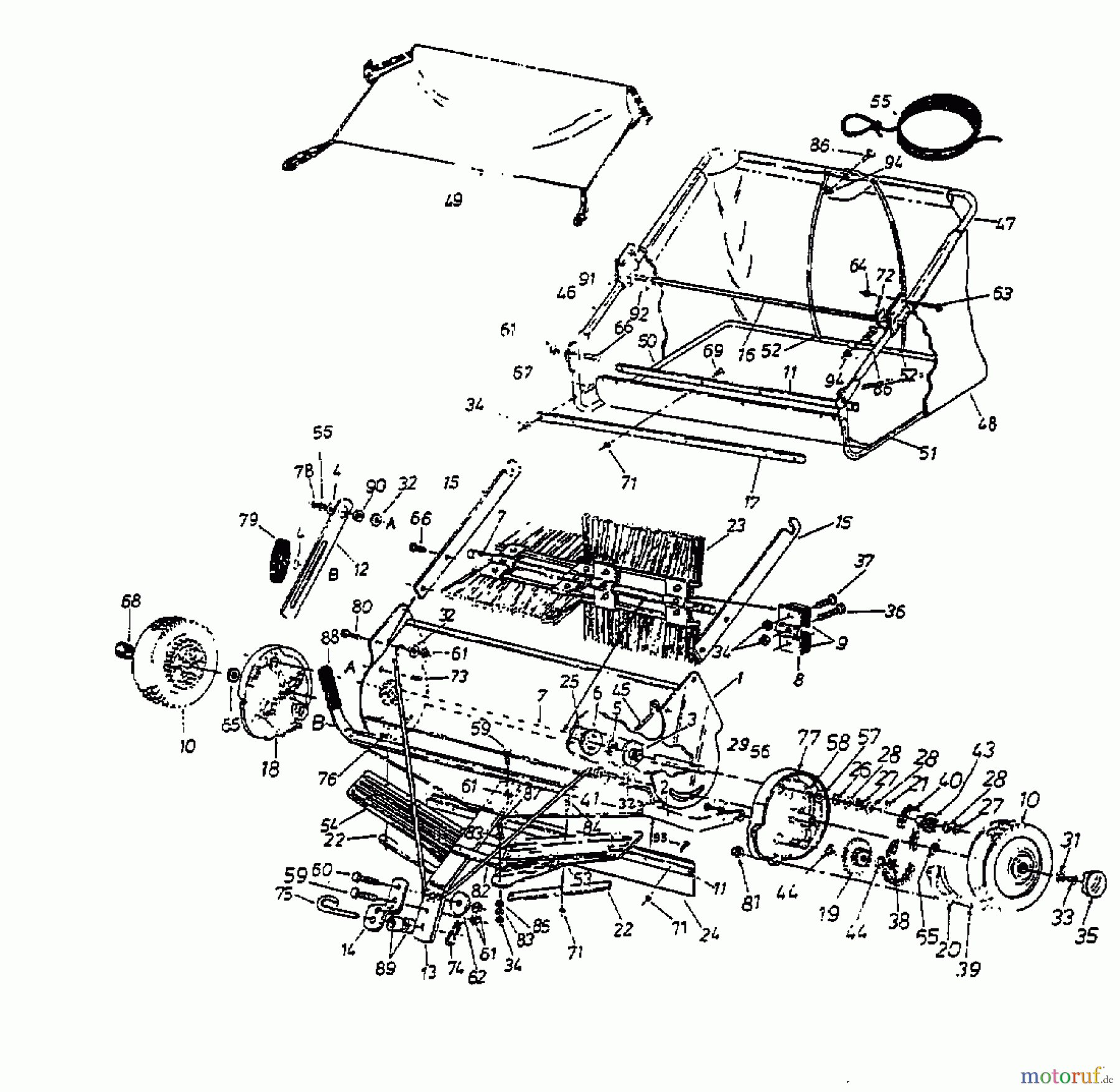  MTD Zubehör Zubehör Garten- und Rasentraktoren Rasenkehrer 45-0197  (190-507-000) 190-507-000  (2001) Grundgerät