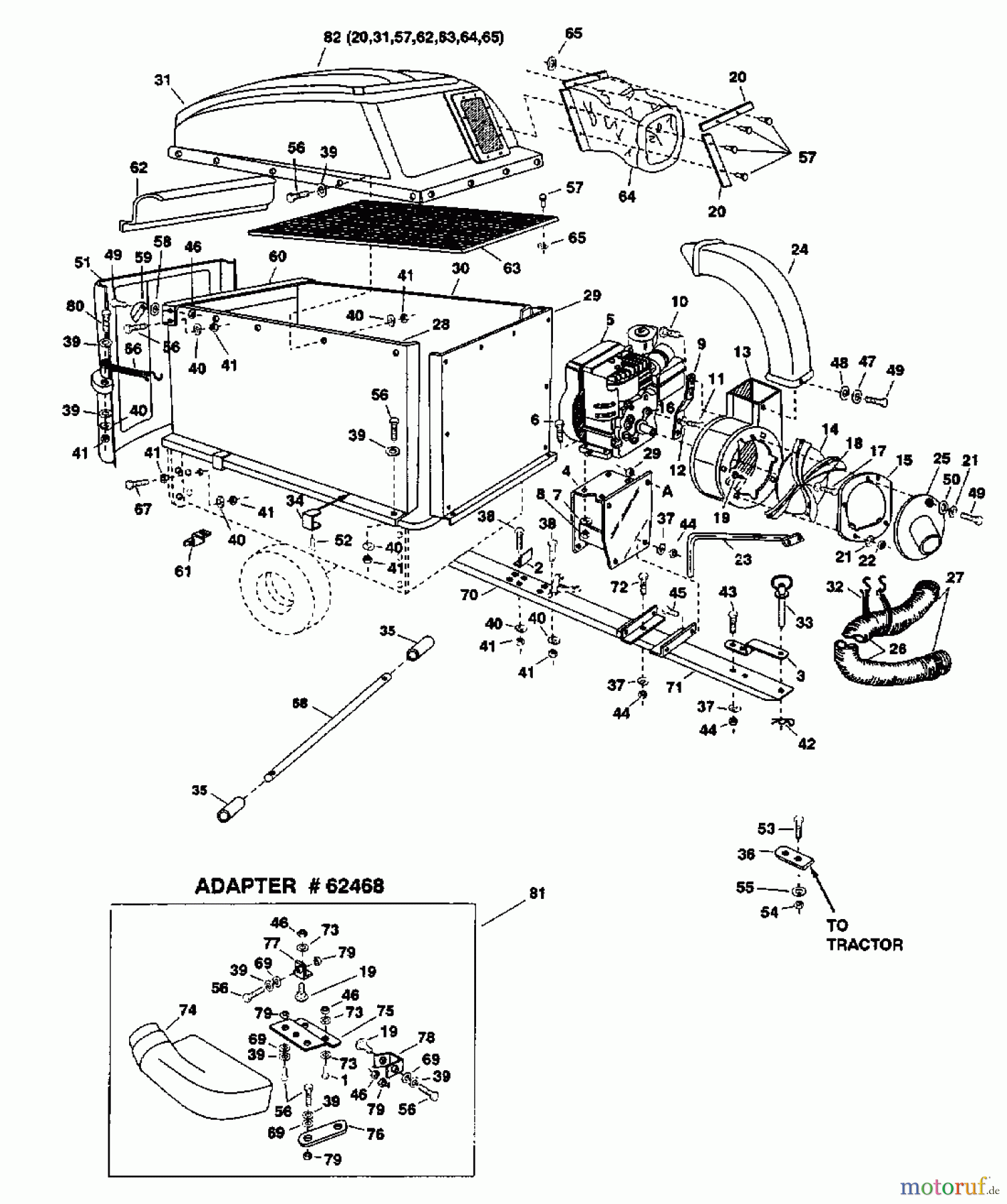  MTD Zubehör Zubehör Garten- und Rasentraktoren Sauger Mow-Vac 501885  (2002) Grundgerät