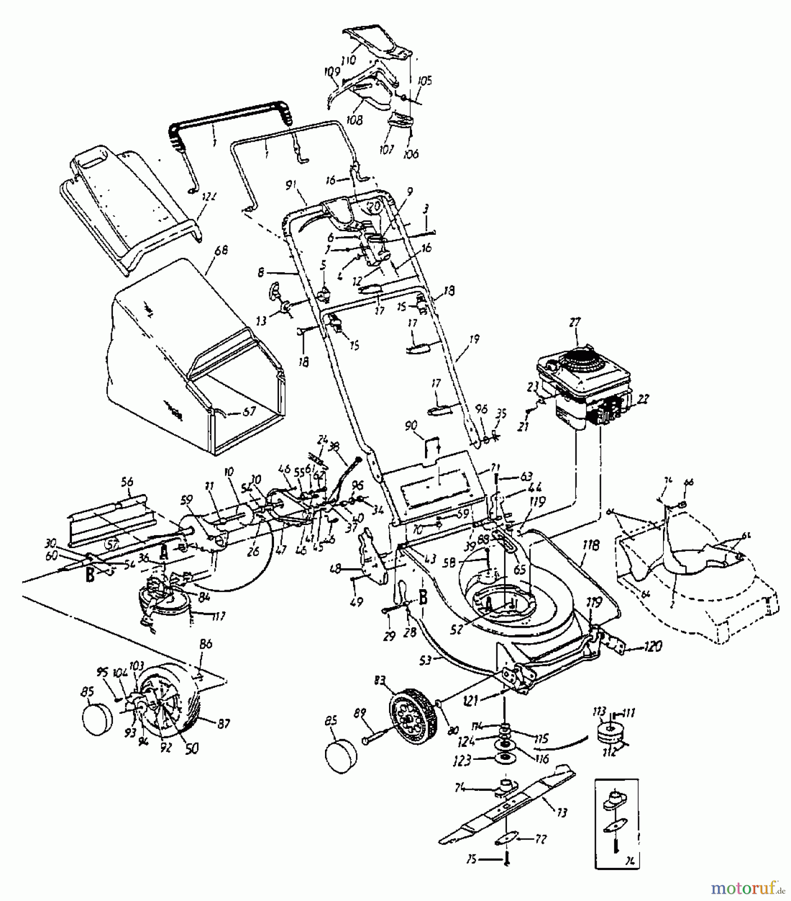 MTD Motormäher mit Antrieb GES 45 Q 12A-694E678  (1998) Grundgerät