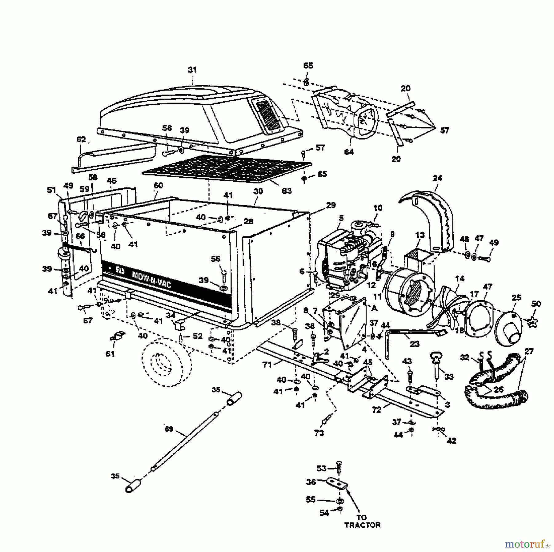  MTD Accèssoires Accèssoires tracteur de jardin et de pelouse Souffleur Mow-Vac 190-518-000  (1998) Machine de base
