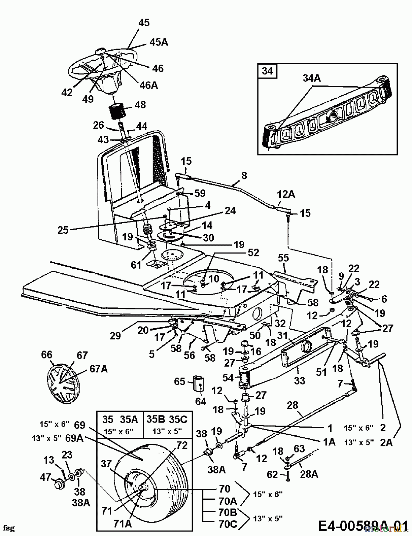  MTD Rasentraktoren IB 125 13BL475A606  (1998) Vorderachse