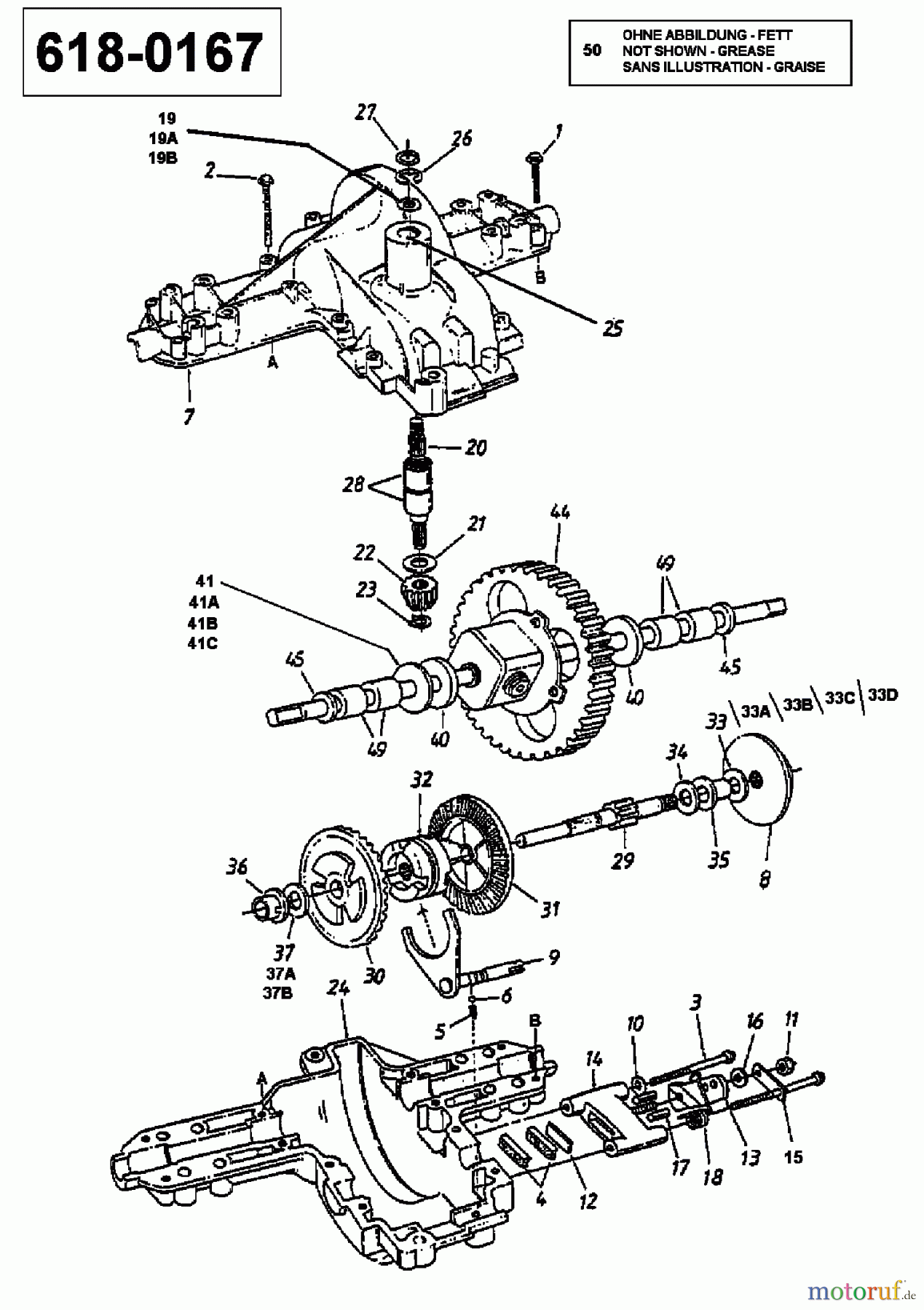  Mastercut Rasentraktoren 16/102 13AT761N659  (1997) Getriebe