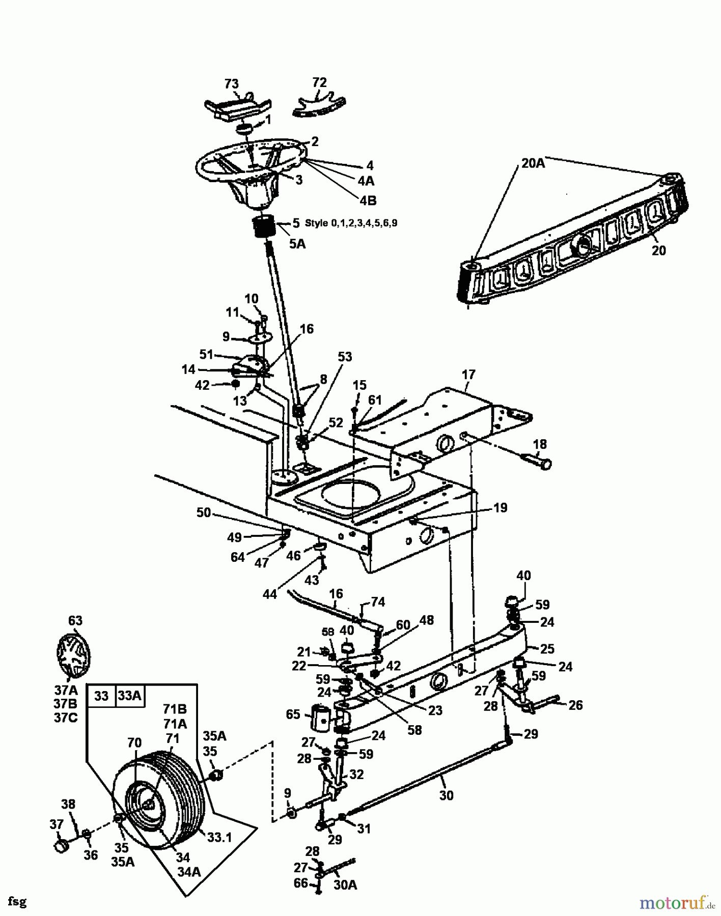  MTD Rasentraktoren EH 155 13AD795N678  (1997) Vorderachse