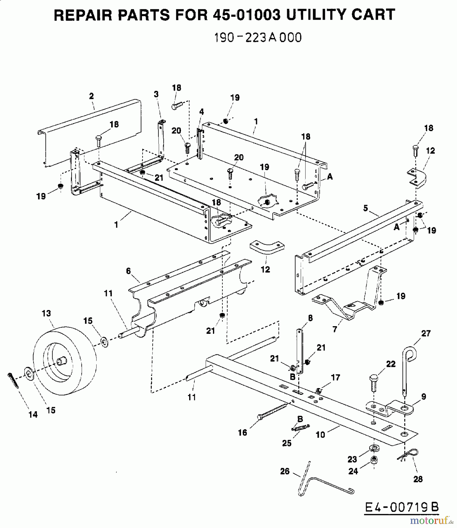  MTD Zubehör Zubehör Garten- und Rasentraktoren Anhänger 45-01003  (190-223-000) 190-223A000  (2005) Grundgerät