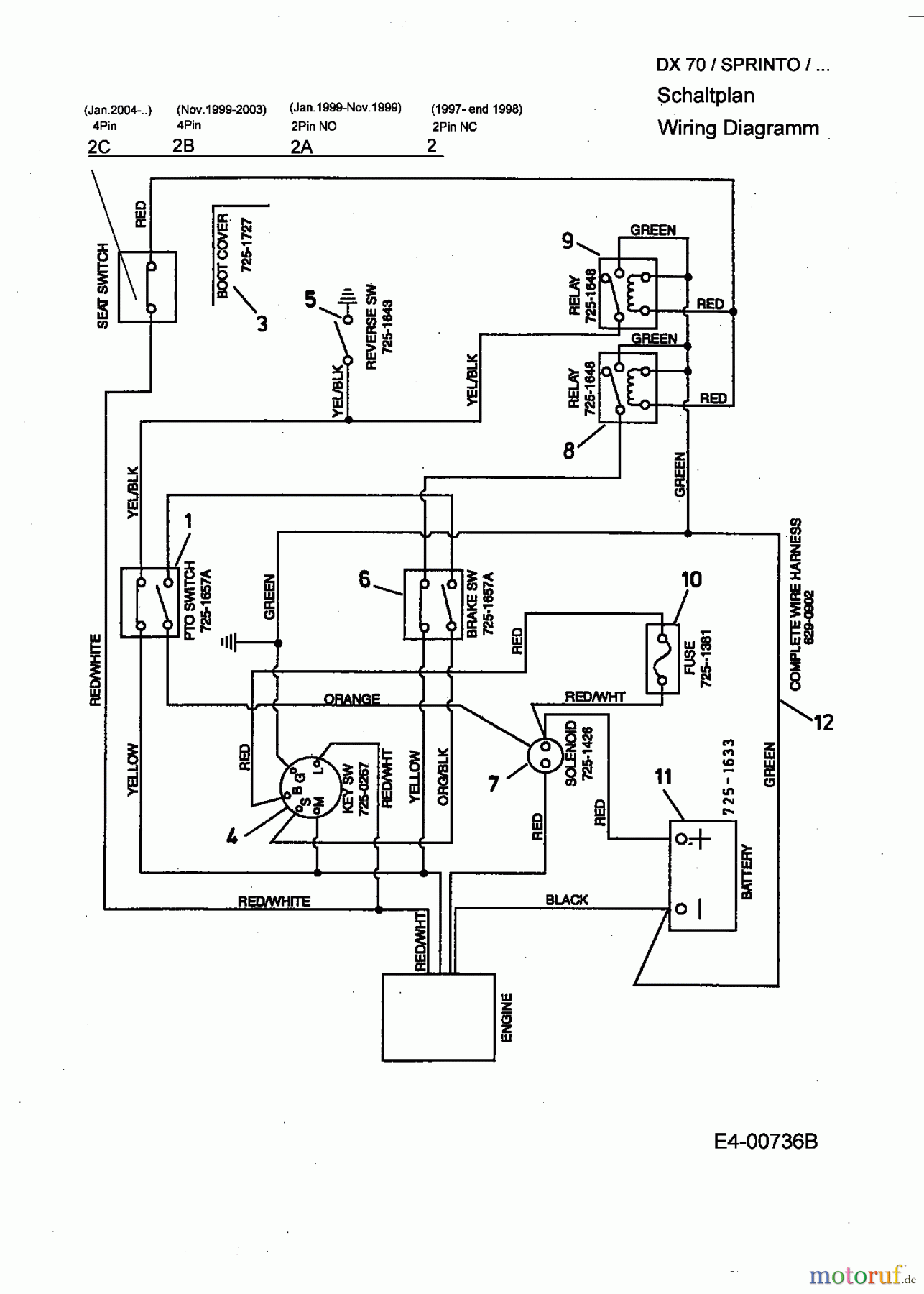  MTD Lawn tractors Sprinto 13A-33E-678  (2004) Wiring diagram