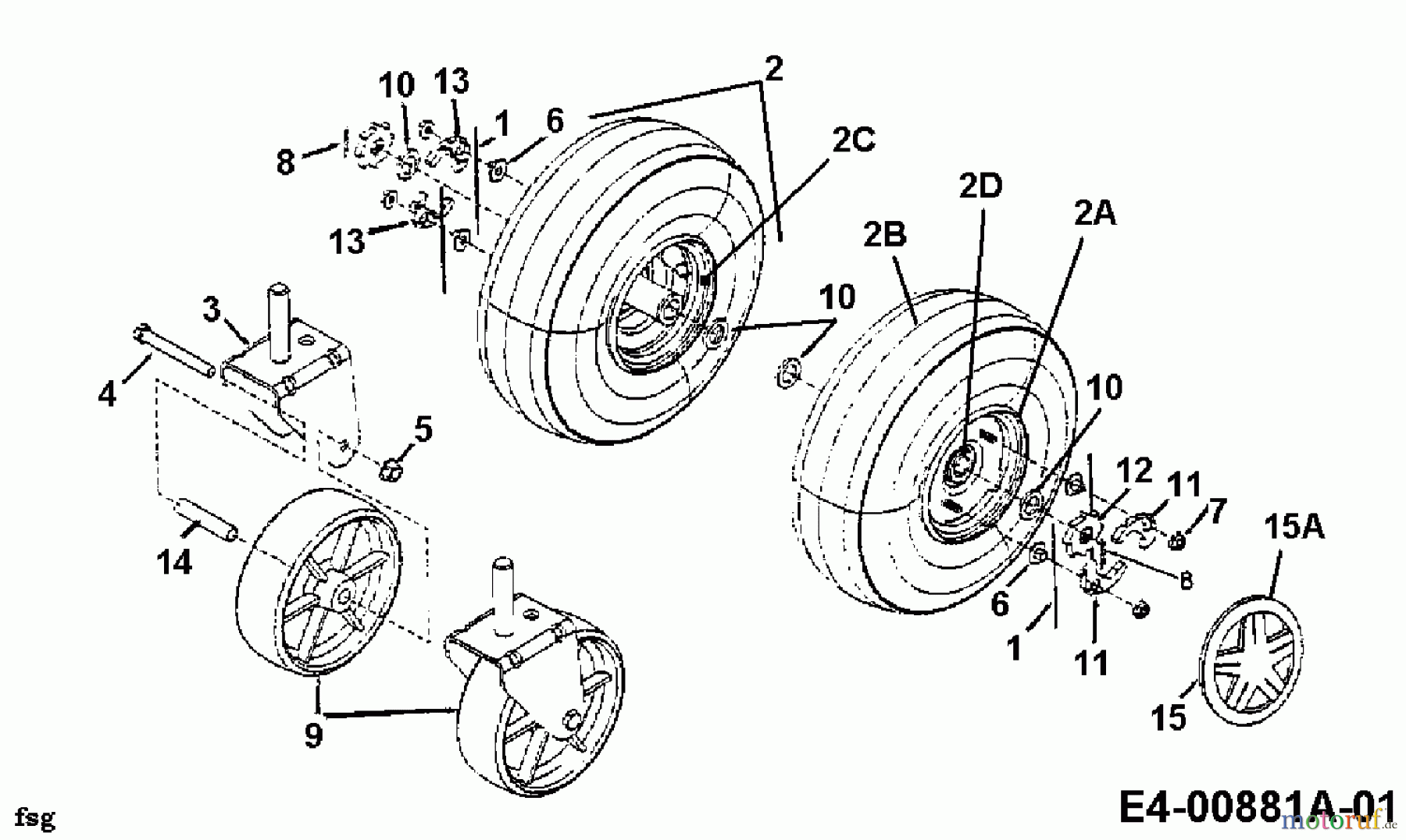  MTD Leaf blower, Blower vac 202 24A-202B678  (1999) Wheels