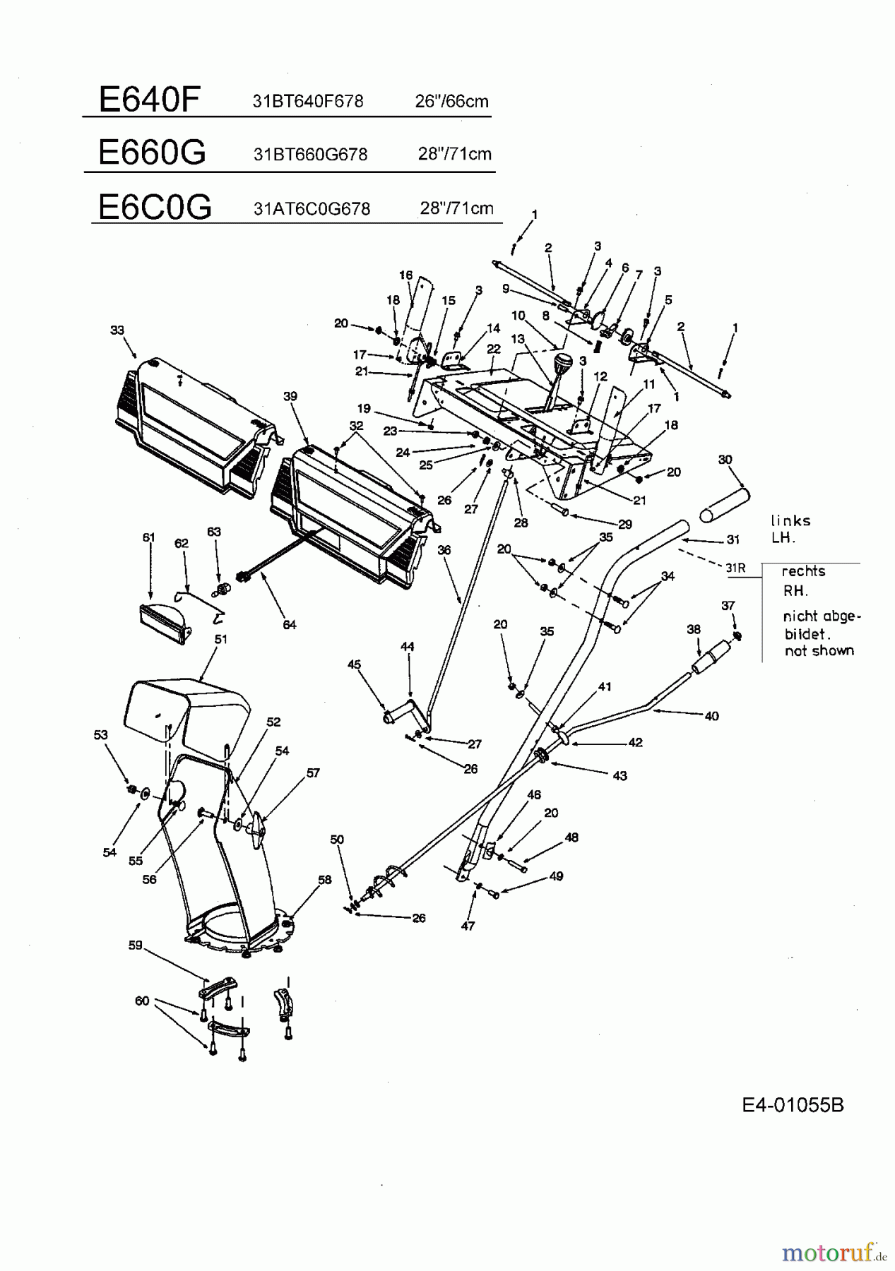  MTD Schneefräsen E 6 C 0 G 31AT6C0G678  (2004) Holm