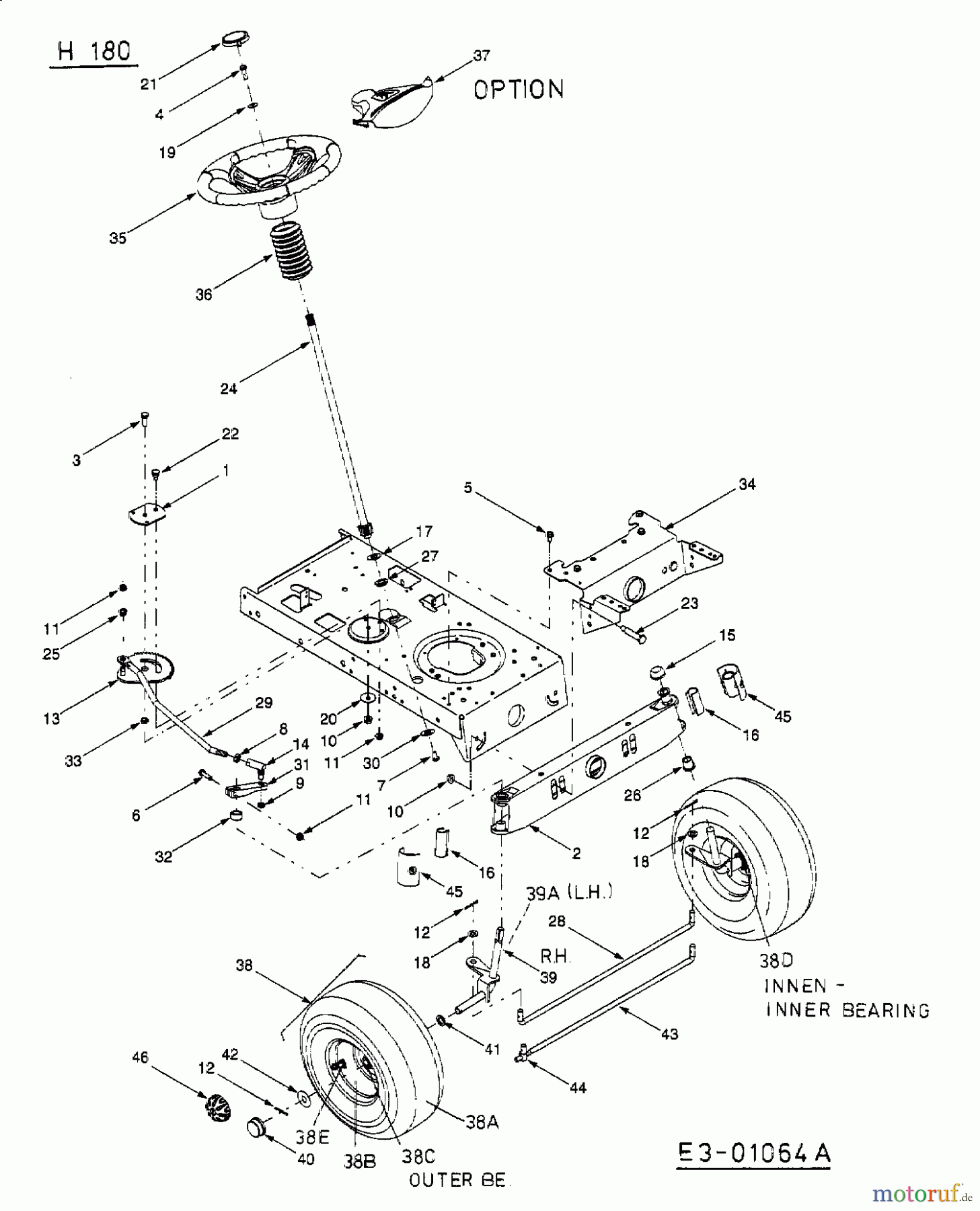  MTD Rasentraktoren H/130 13AT698G678  (2003) Vorderachse
