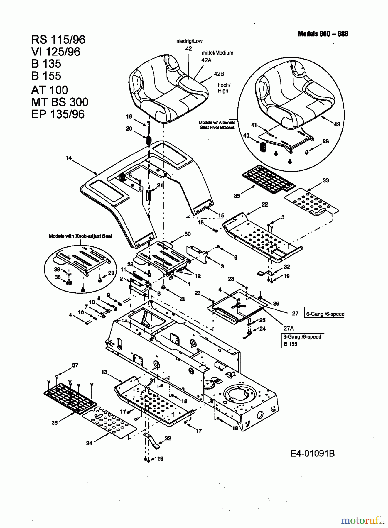  MTD Rasentraktoren B 155 13AA688G678  (2004) Sitz
