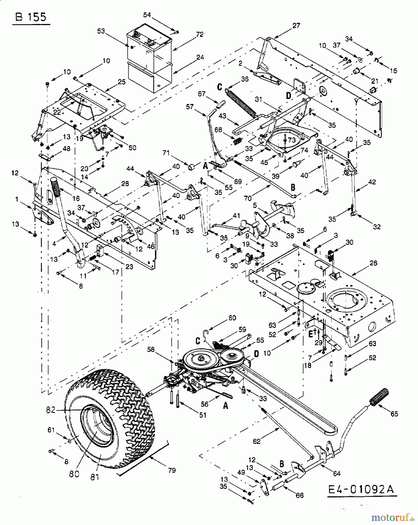  MTD Lawn tractors B 155 13AA688G678  (2003) Drive system, Pedals, Rear wheels