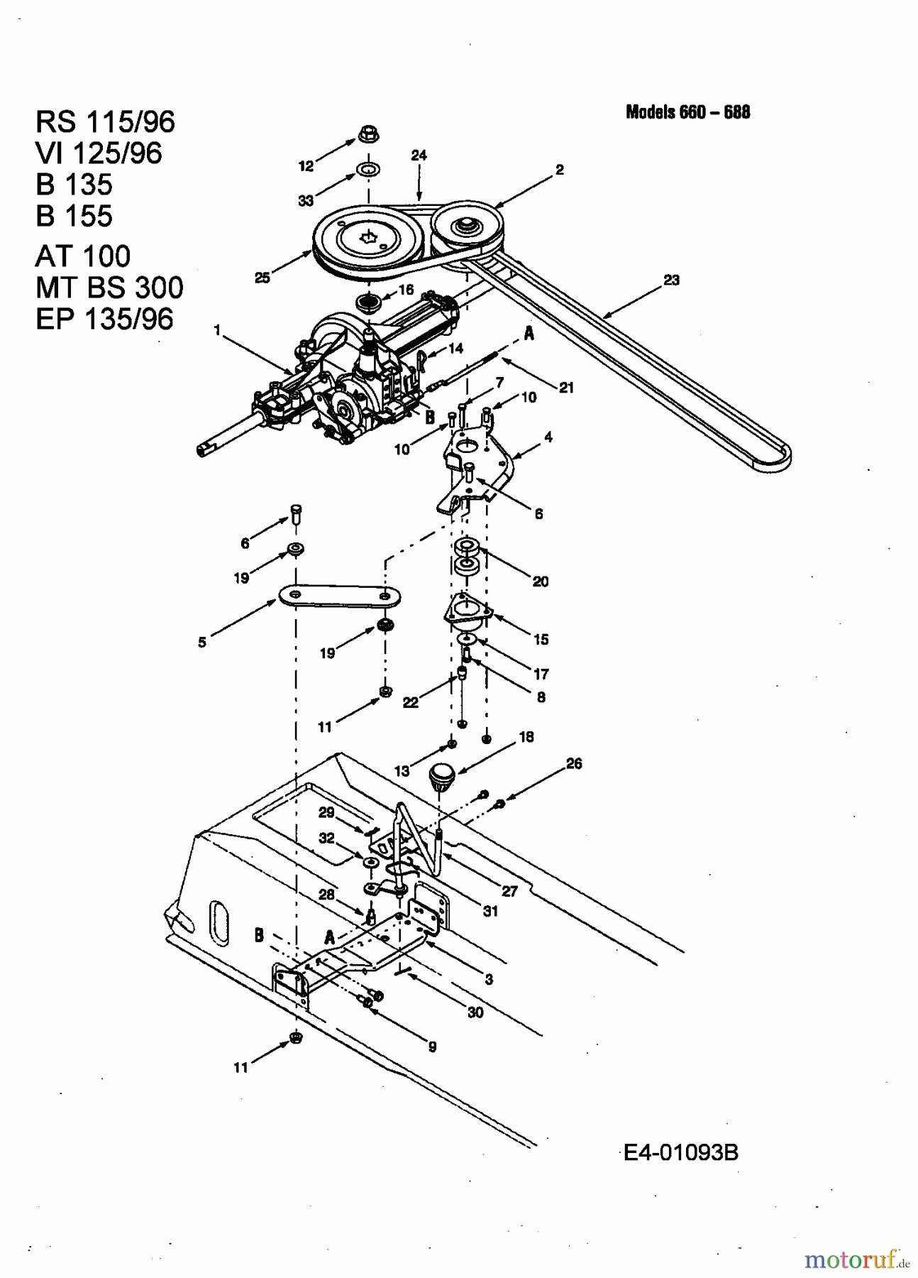  MTD Rasentraktoren RS 115/96 13B1662F600  (2004) Fahrantrieb