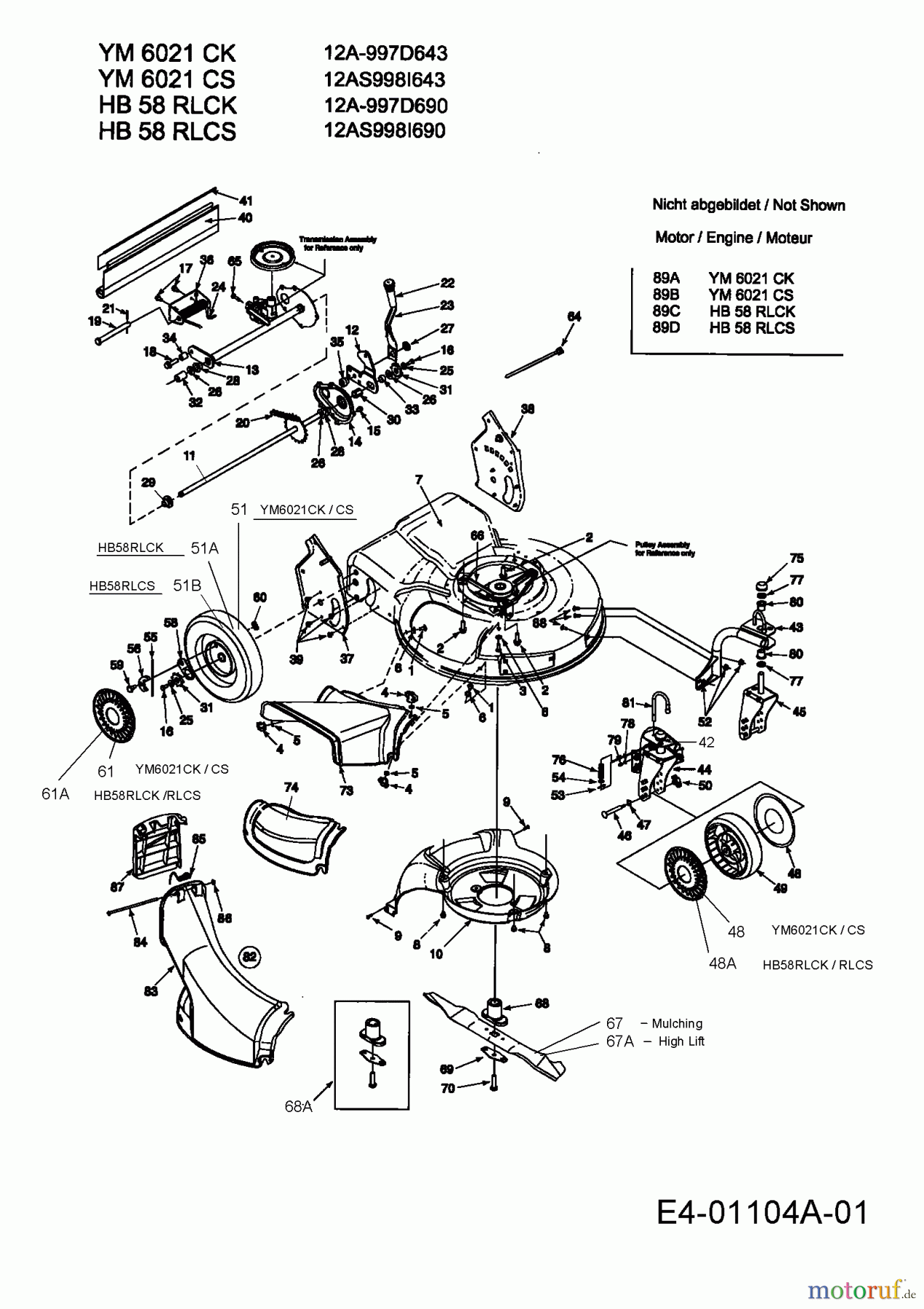  Yard-Man Motormäher mit Antrieb YM 6021 CK 12A-997D643  (2003) Grundgerät