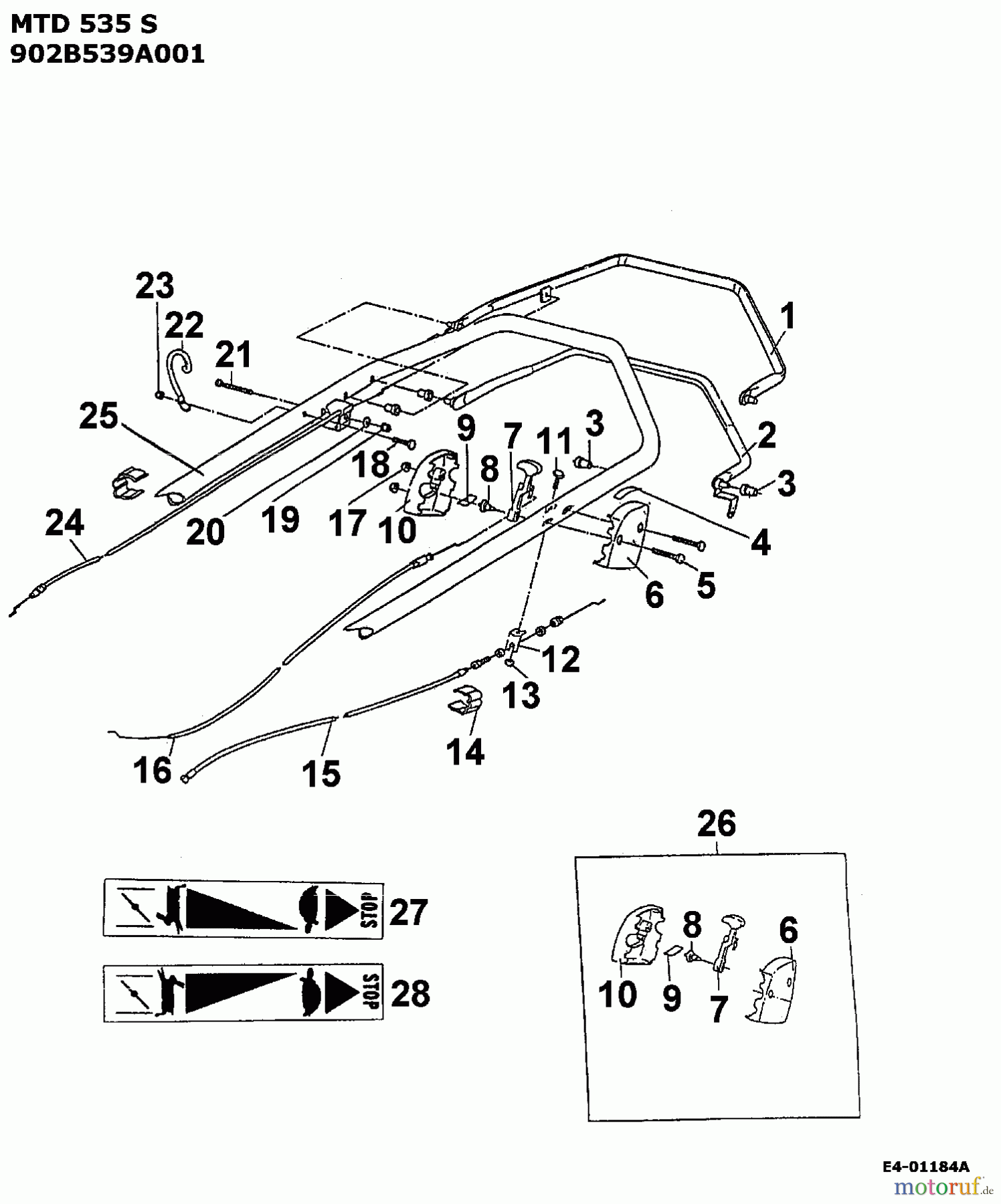  MTD Motormäher mit Antrieb 535 S 902B539A001  (1995) Holm