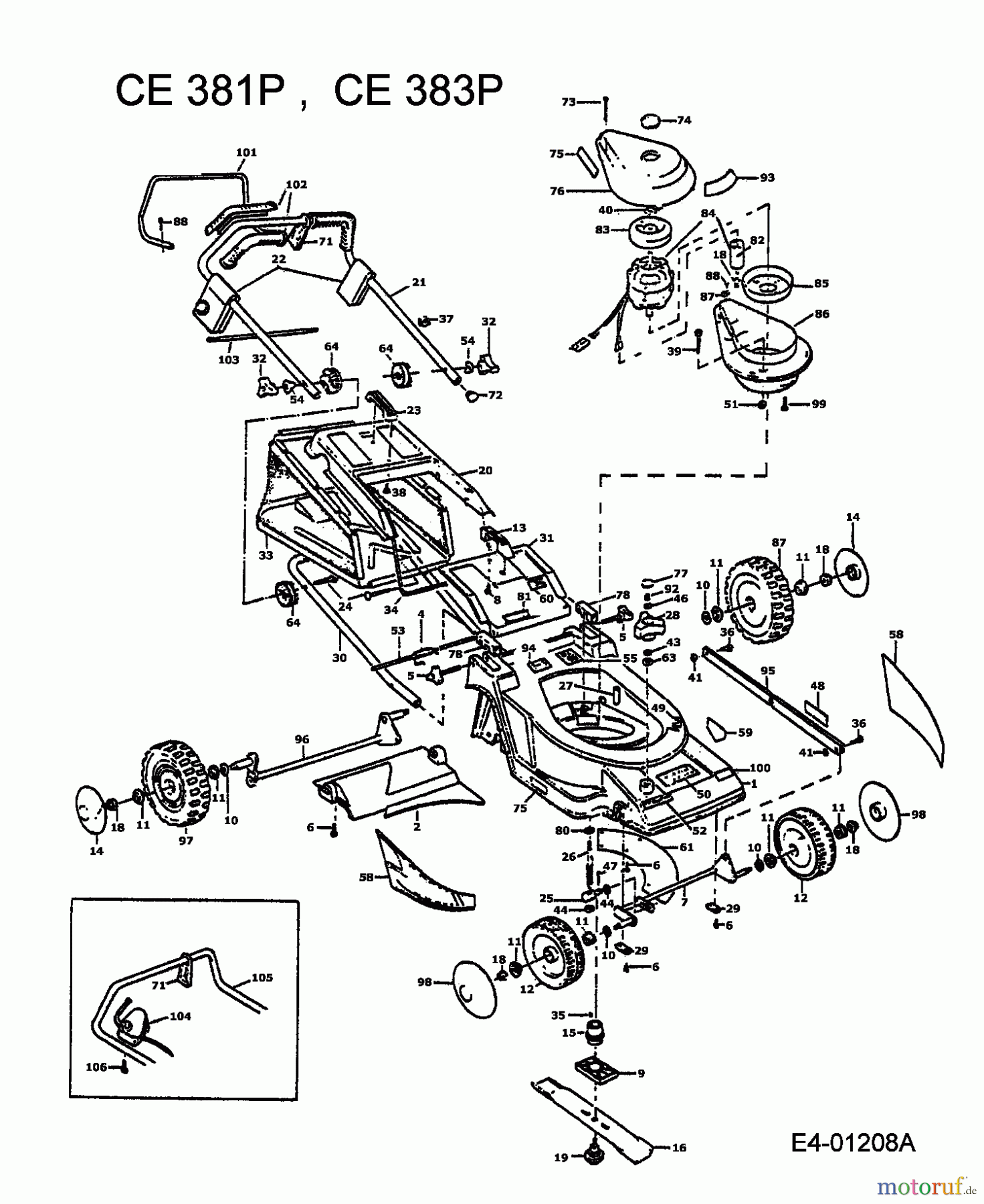  MTD Electric mower CE 381 P 901E383P001  (1994) Basic machine
