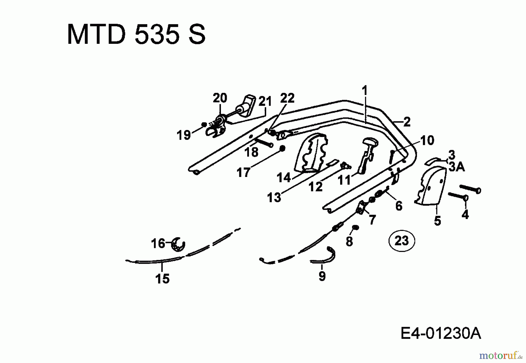  MTD Motormäher mit Antrieb 535 S 902B539A001  (1994) Holm