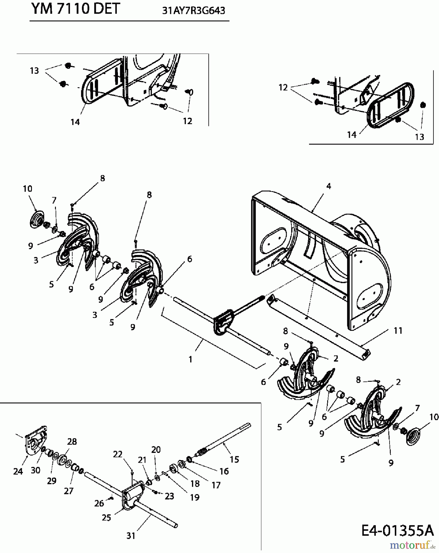  Yard-Man Schneefräsen YM 7110 DET 31AY7R3G643  (2006) Fräsgehäuse, Schnecke, Schneckenantrieb