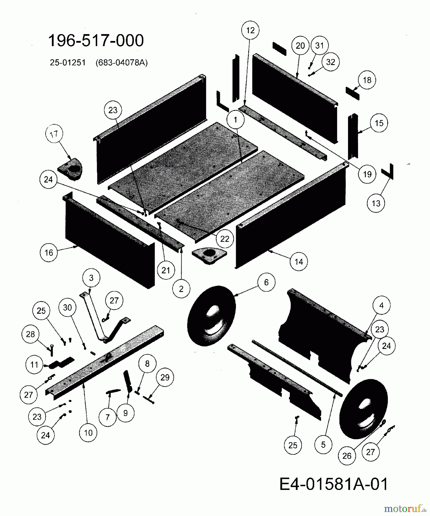  MTD Zubehör Zubehör Garten- und Rasentraktoren Anhänger 683-04078A  (196-517-000) 683-04078A  (2007) Grundgerät