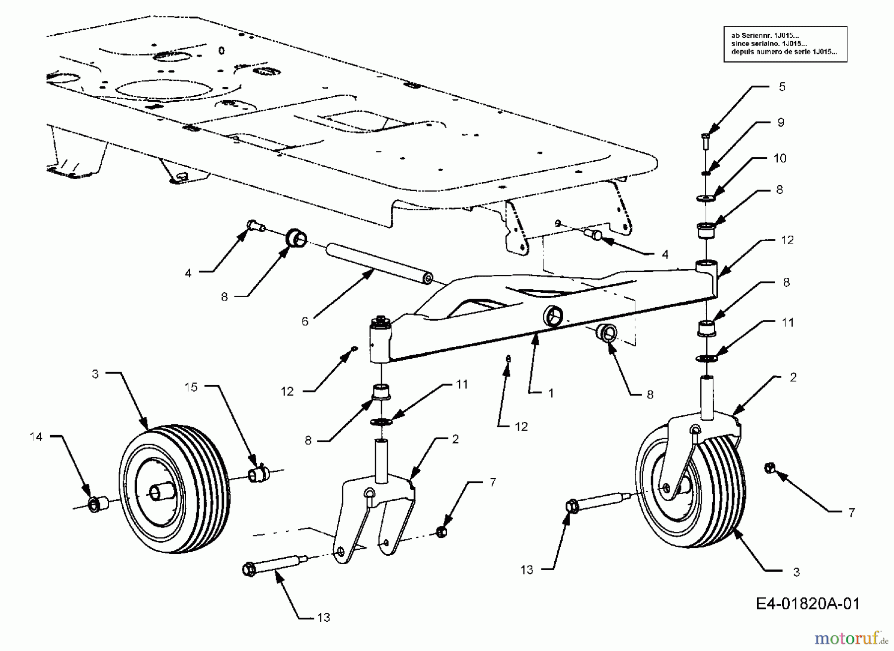  Cub Cadet Zero Turn RZT 50 17AA5D7P603  (2006) Räder, Vorderachse