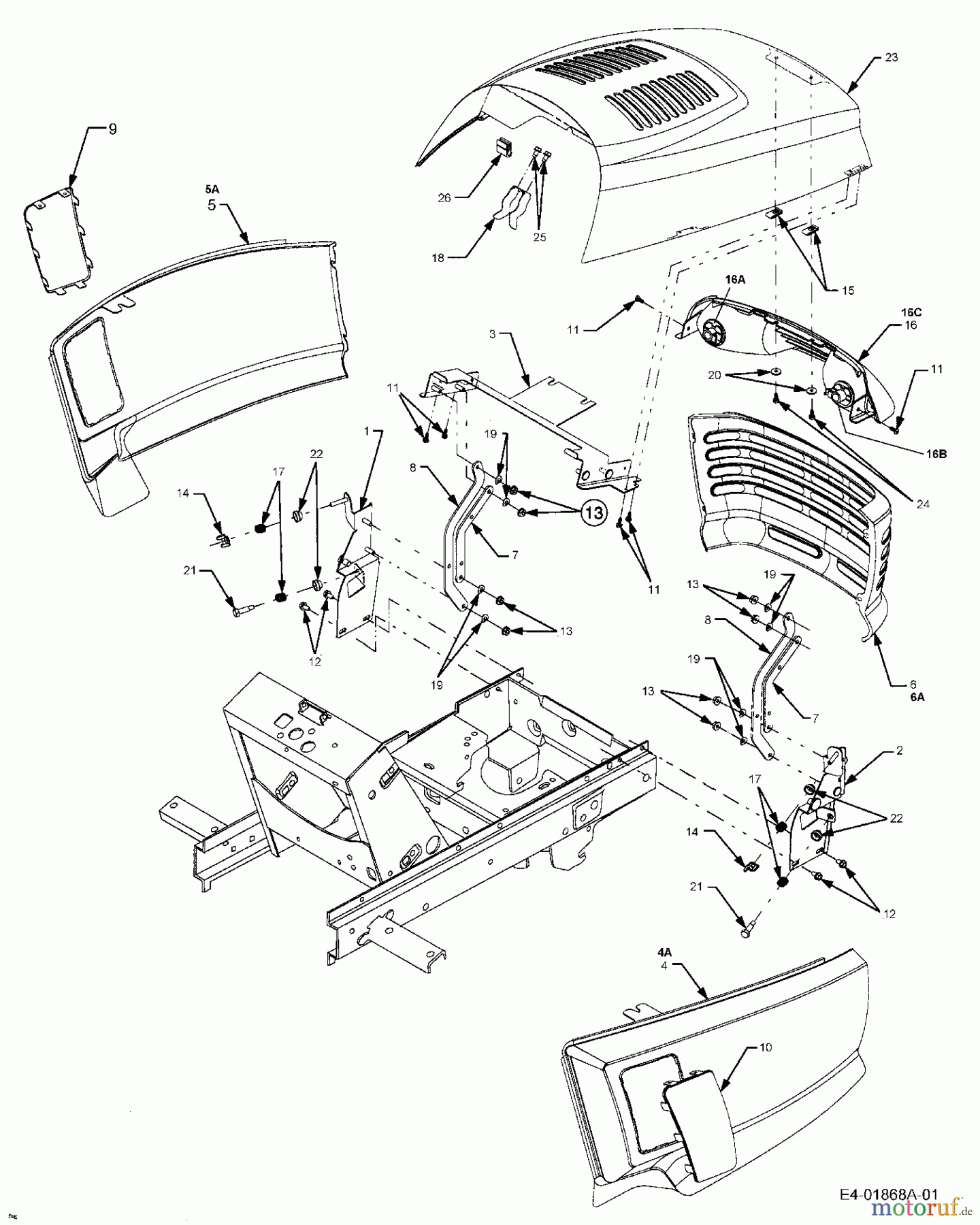  Cub Cadet Gartentraktoren HDS 2205 14A-2D7-603  (2005) Motorhaube Cub Cadet