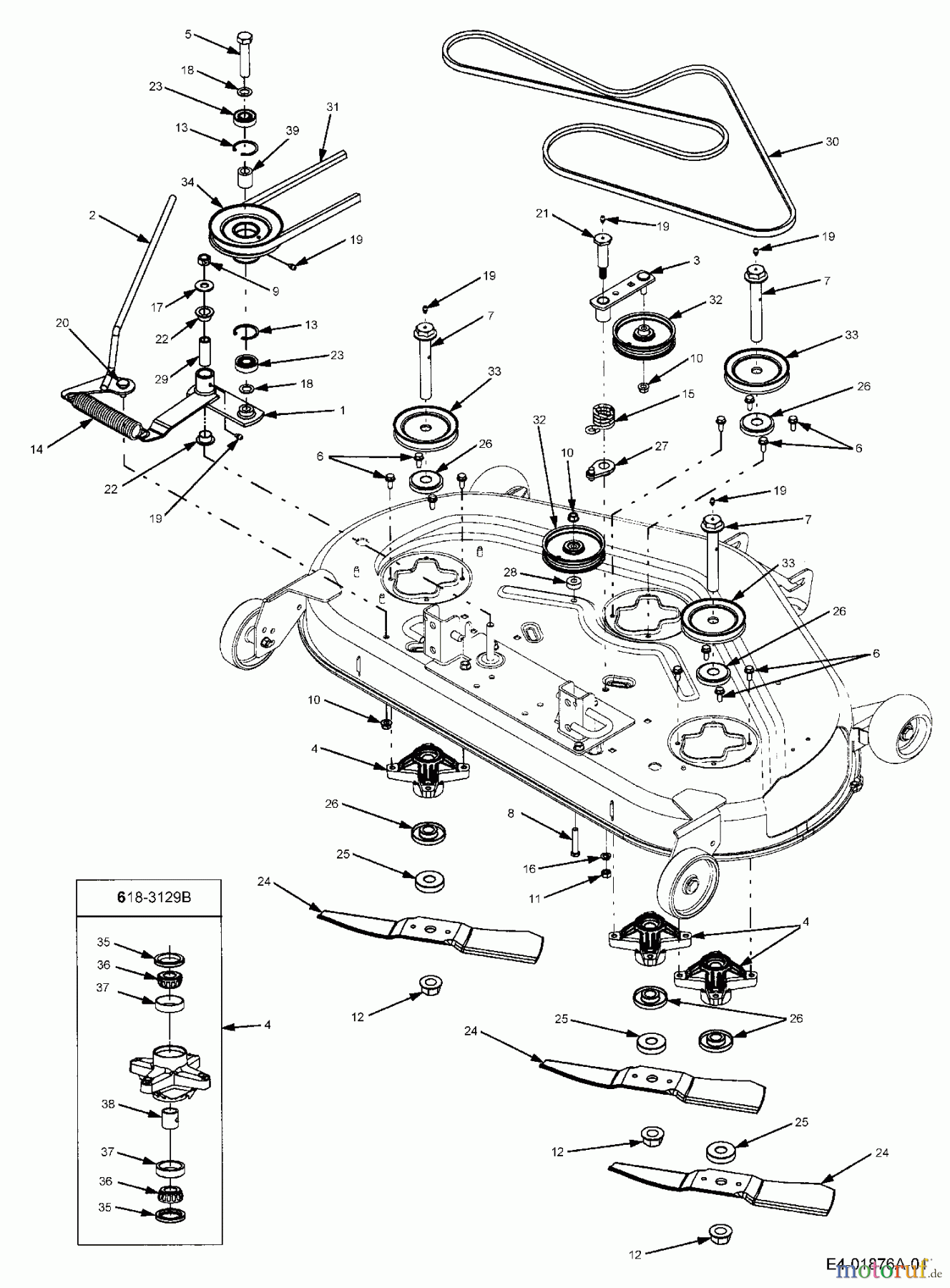  Cub Cadet Rasentraktoren HDS 2205 13A-2D7-603  (2006) Keilriemen, Messer, Messerspindel