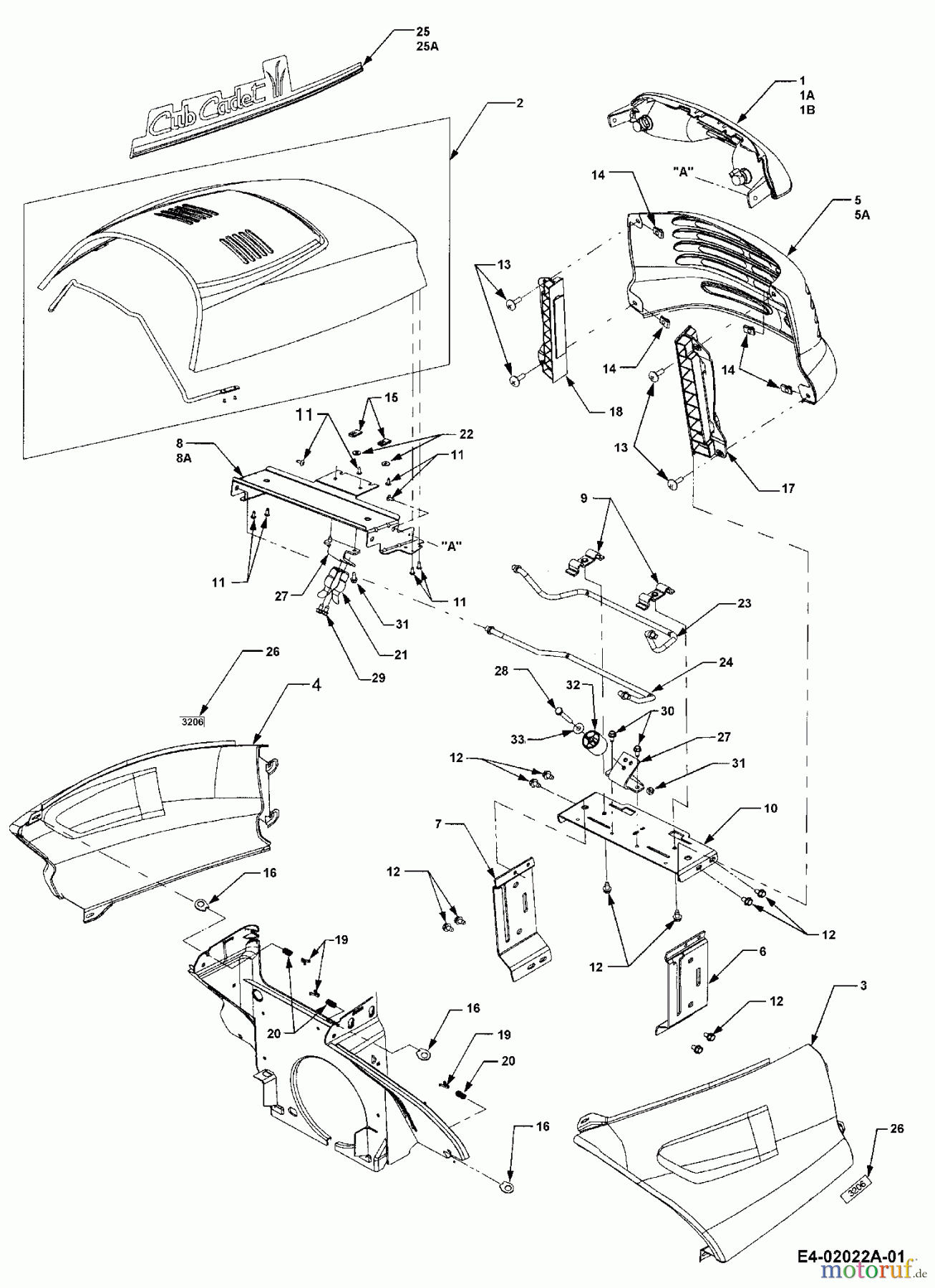  Cub Cadet Gartentraktoren HDS 3200 14B-646-603  (2000) Motorhaube Cub Cadet