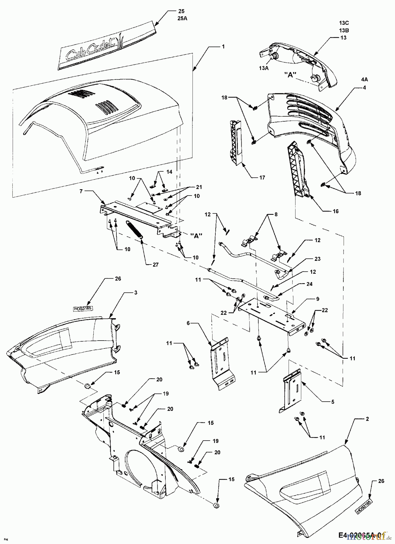  Cub Cadet Gartentraktoren HDS 3185 14A-665-603  (1999) Motorhaube C-Style