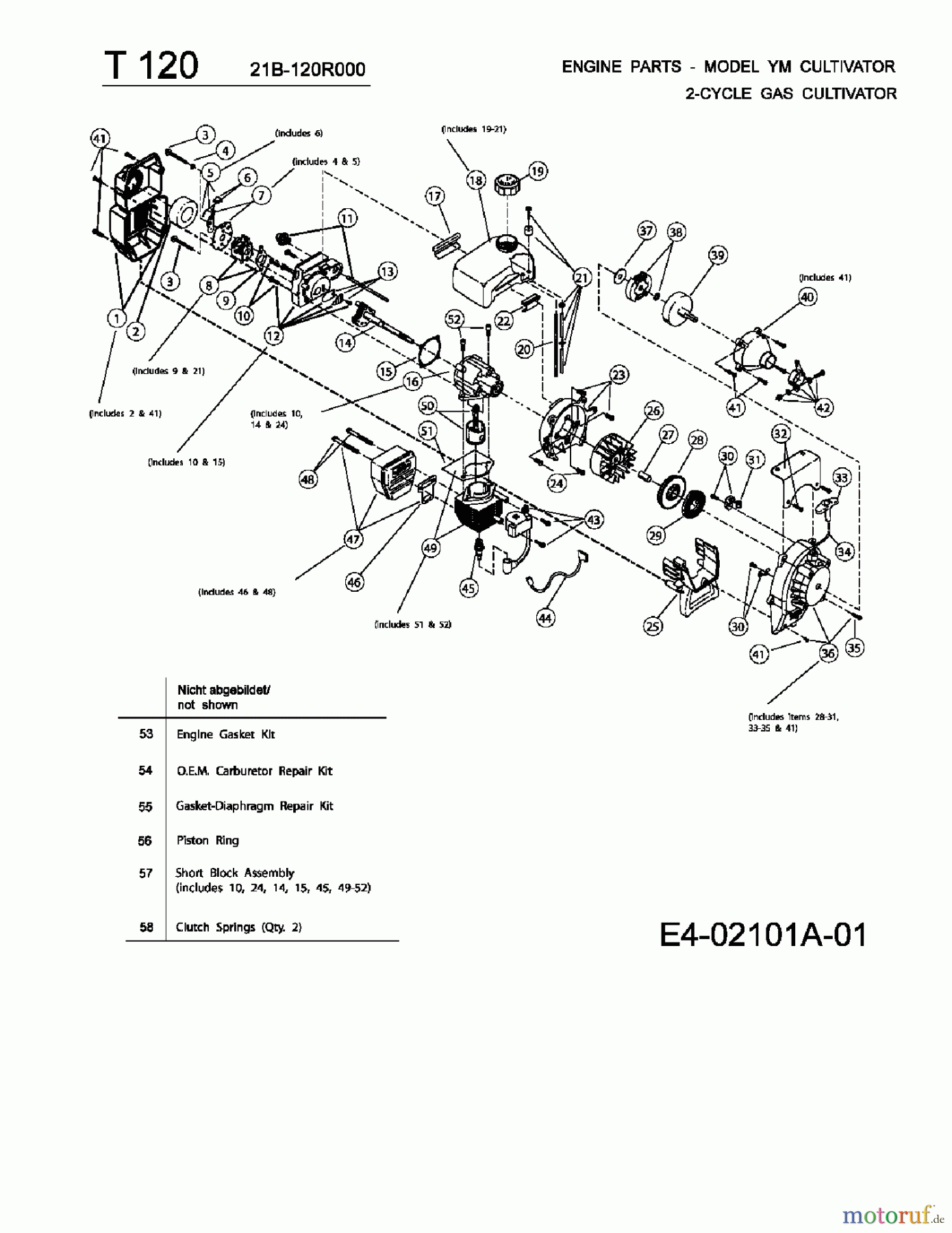  MTD ältere Modelle Motorhacken T 120 21B-120R000  (2004) Motor