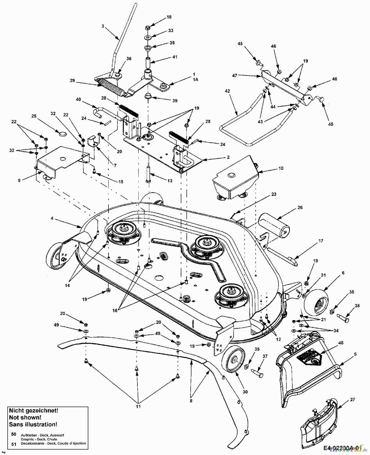  MTD Zubehör Zubehör Garten- und Rasentraktoren Mähwerke für 2000 SD Serie, Mähwerk 44